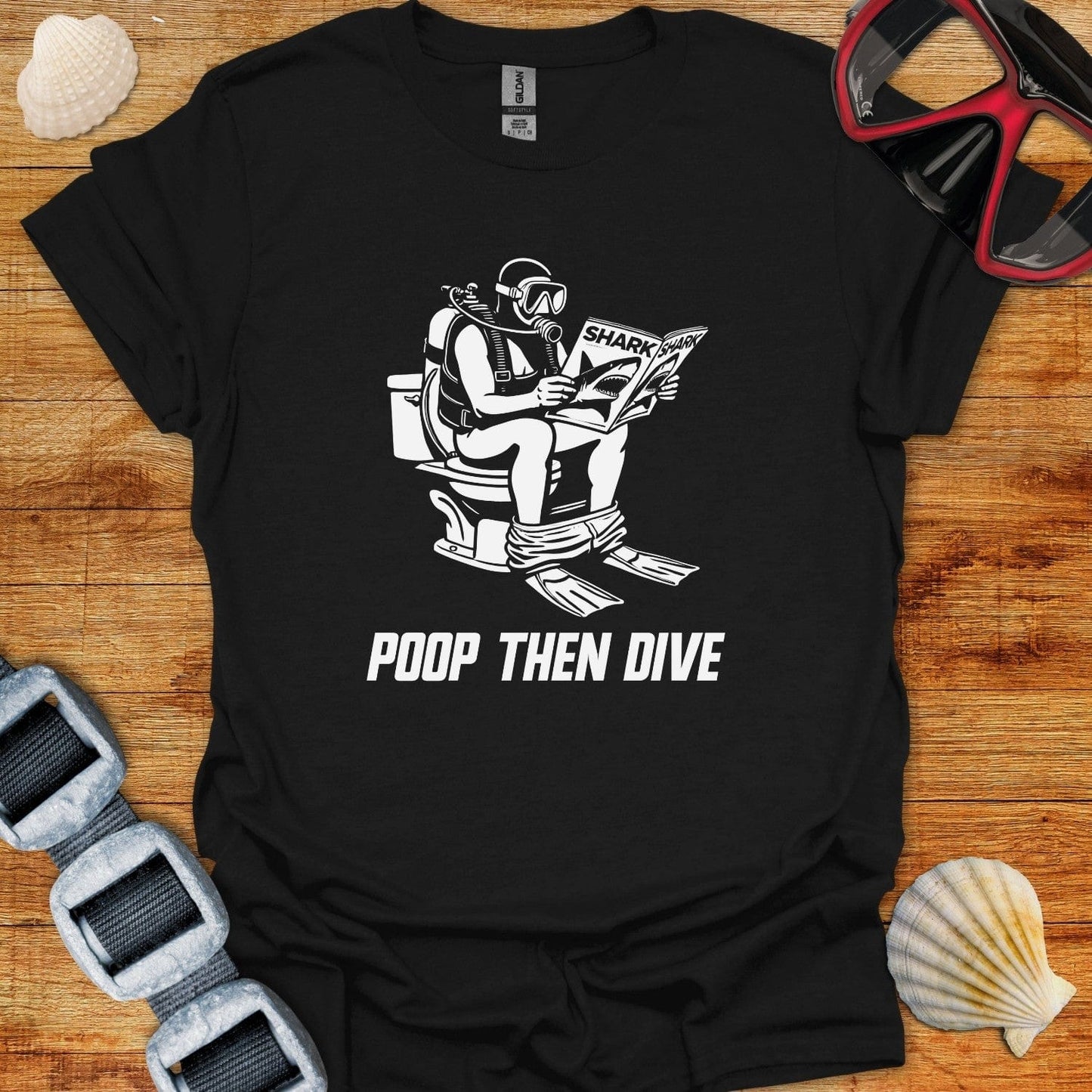T-Shirt Black / XS Poop Then Dive