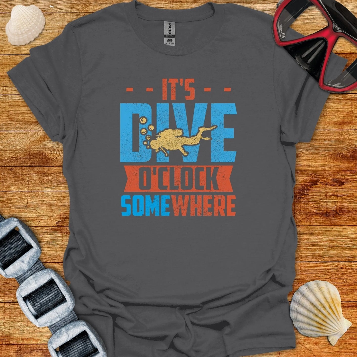 T-Shirt Charcoal / S It's Dive O'clock Somewhere T-Shirt