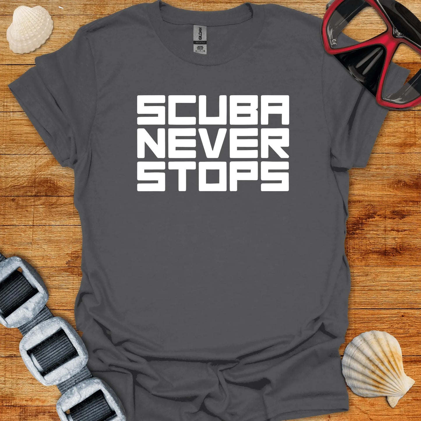 T-Shirt Charcoal / S SCUBA Never Stops T-Shirt
