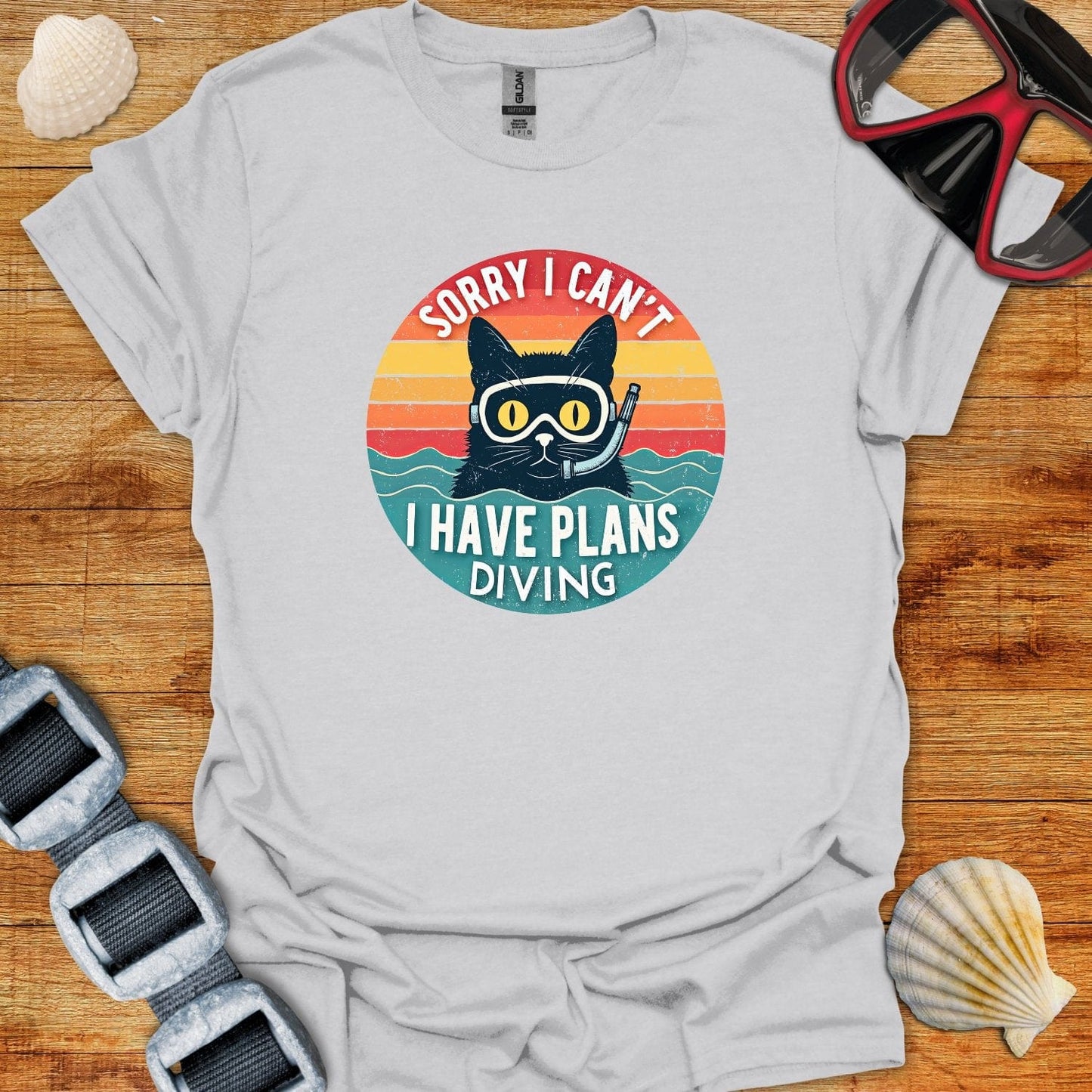 T-Shirt Ice Grey / S Diving Cat