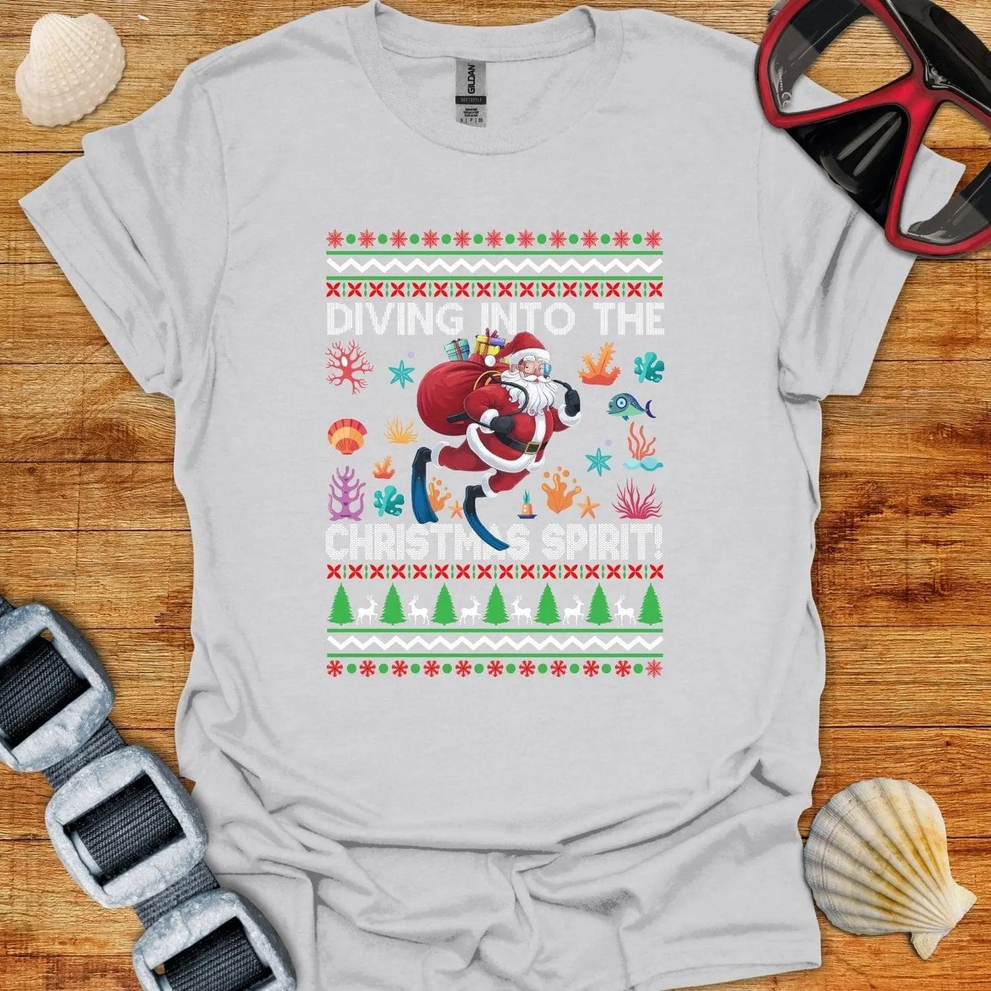 T-Shirt Ice Grey / S Diving Into Xmas T-Shirt