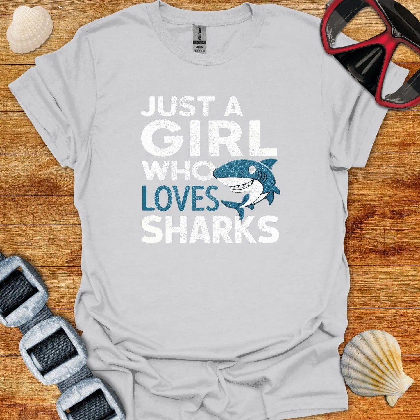 T-Shirt Ice Grey / S Just A Girl Who Loves Sharks