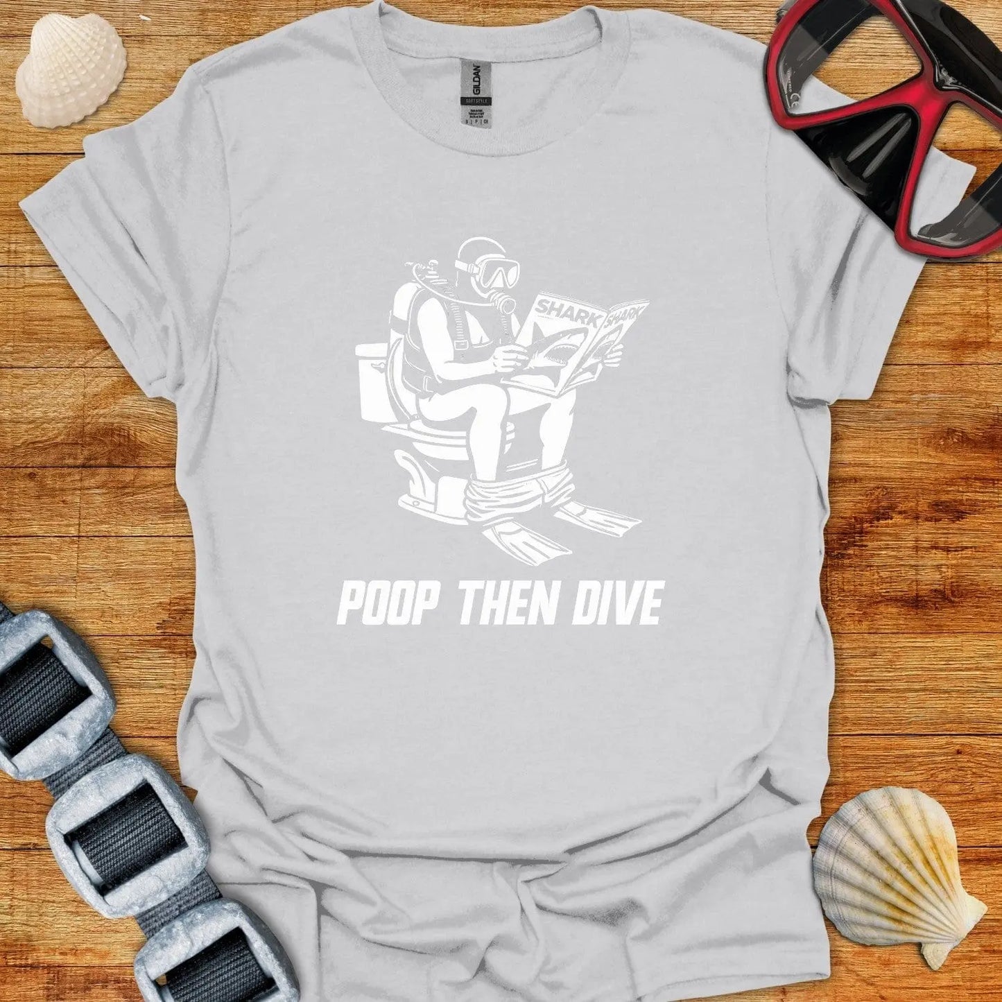 T-Shirt Ice Grey / S Poop Then Dive