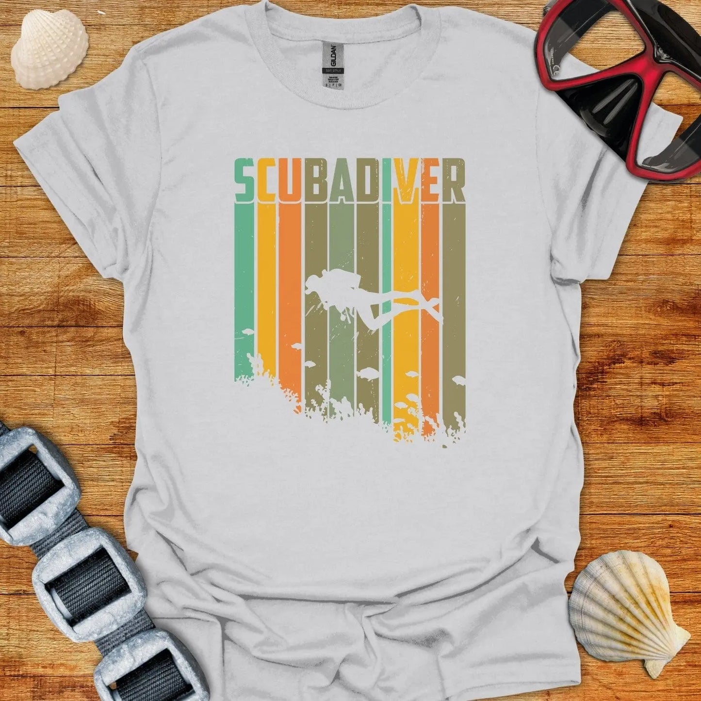 T-Shirt Ice Grey / S Scuba Diver Stripes