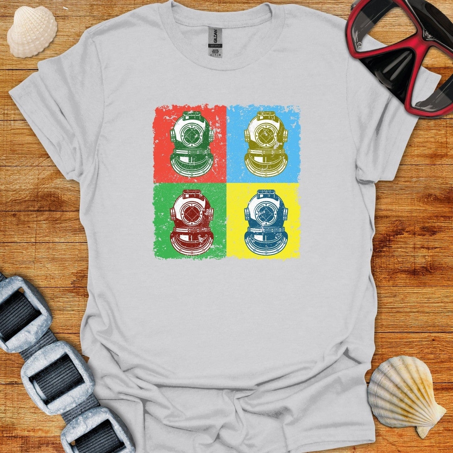 T-Shirt Ice Grey / S Vintage Dive Helmets