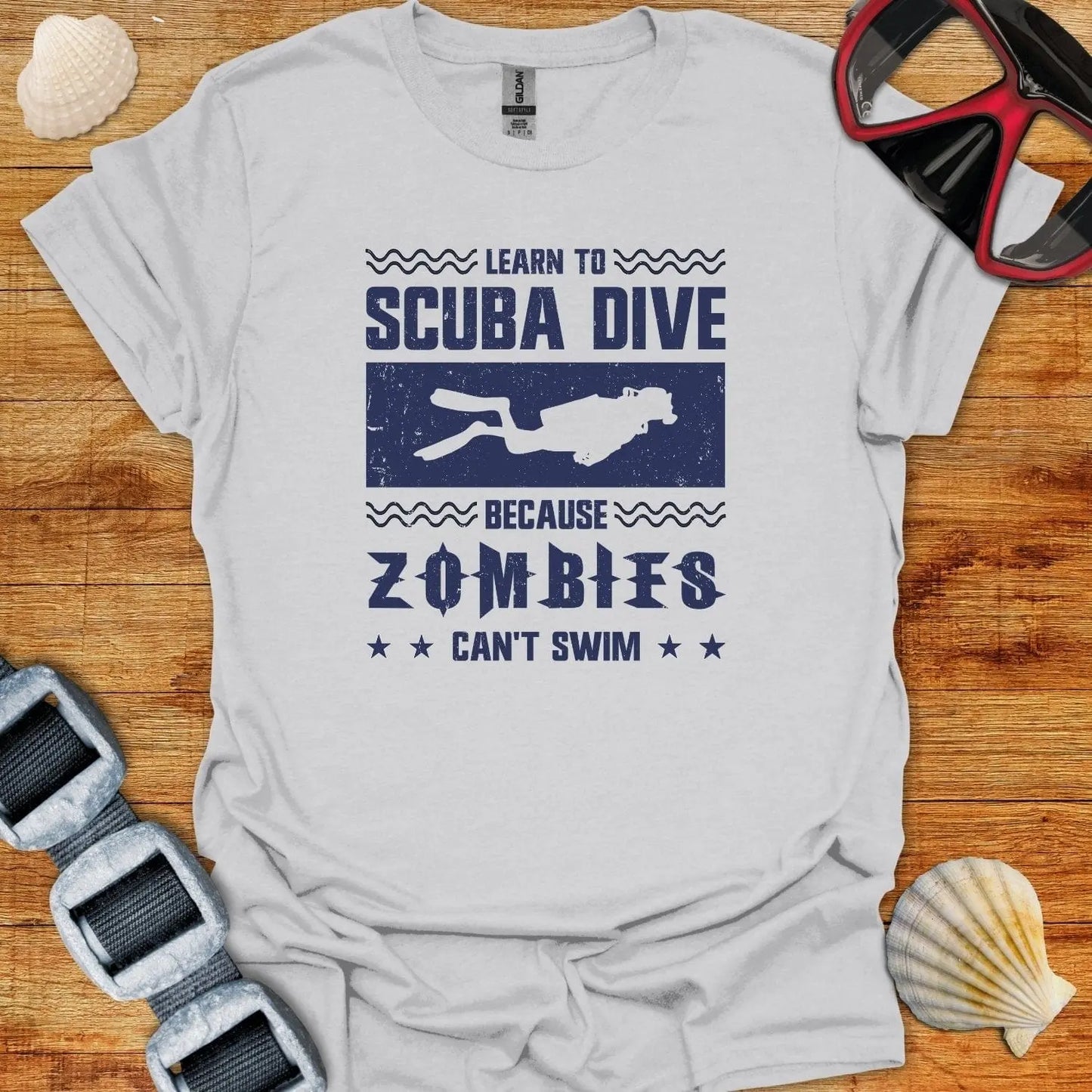 T-Shirt Ice Grey / S Zombies Can't Swim
