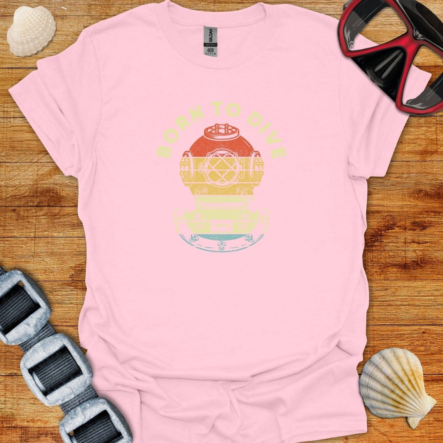 T-Shirt Light Pink / S Born To Dive Deep Sea