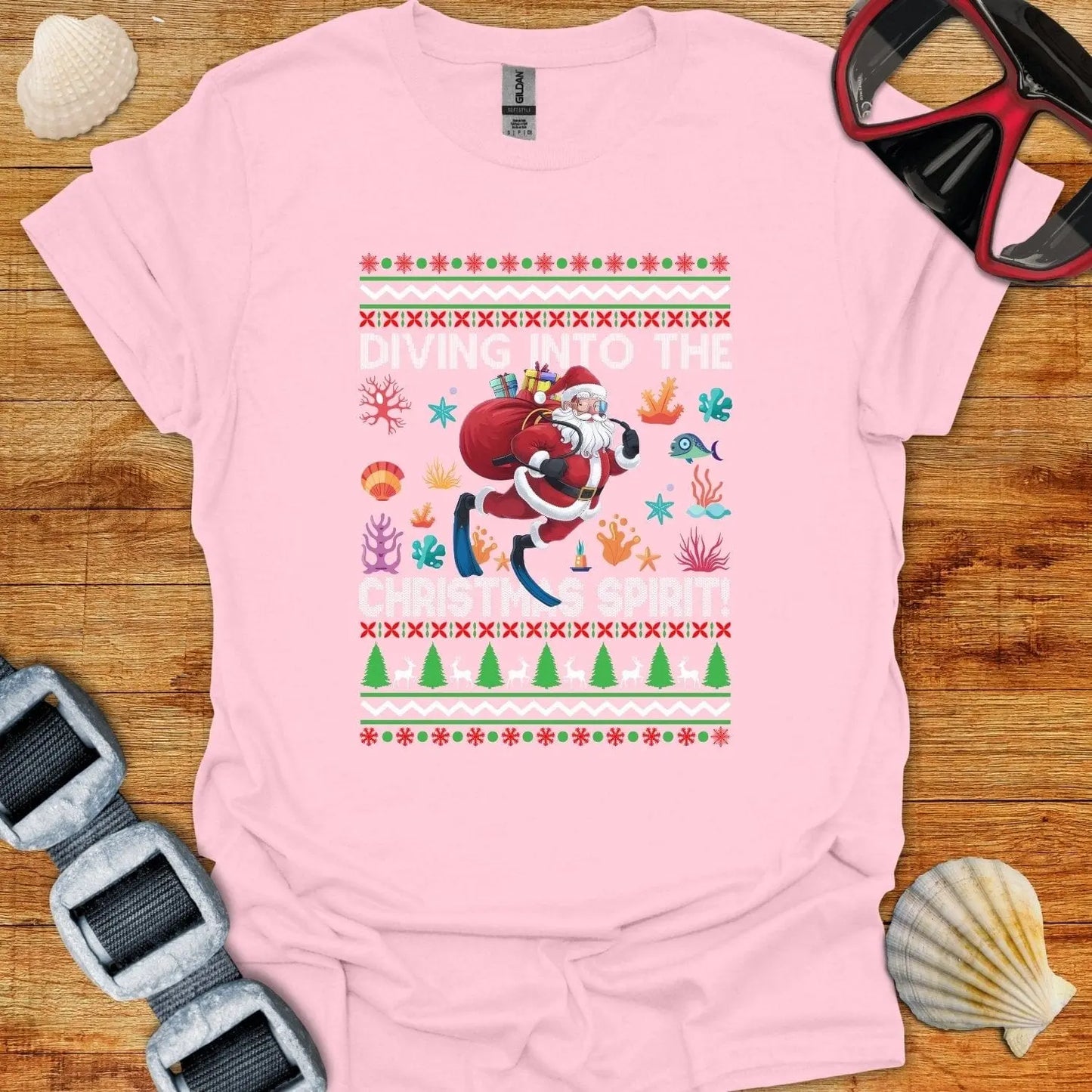 T-Shirt Light Pink / S Diving Into Xmas T-Shirt