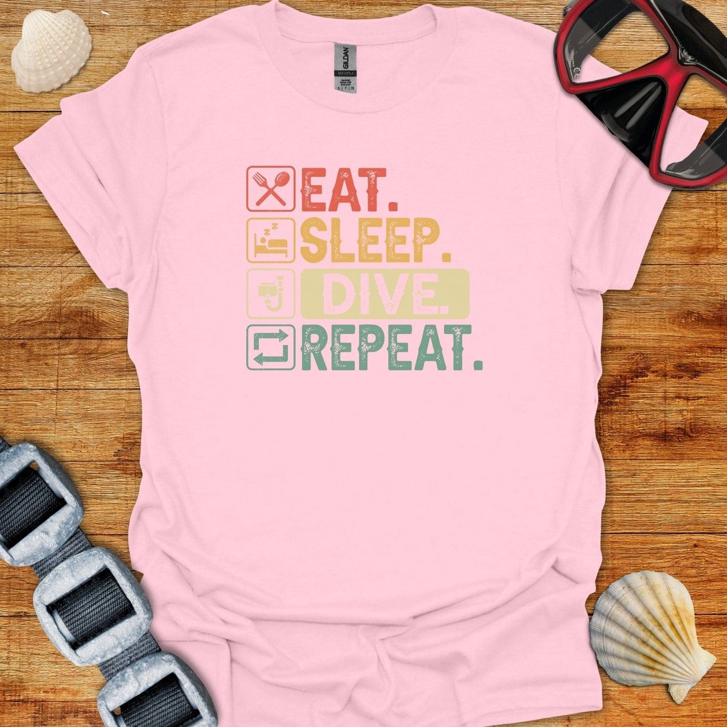 T-Shirt Light Pink / S Eat Sleep Dive Repeat