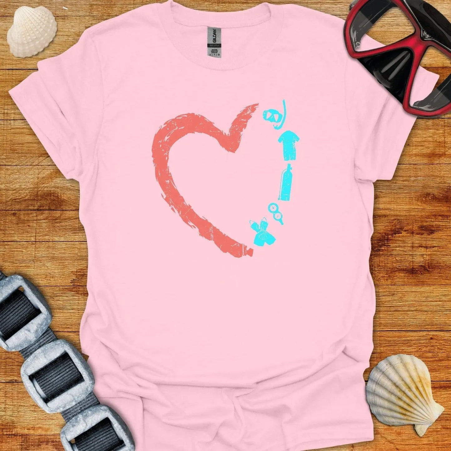 T-Shirt Light Pink / S Heart Diving