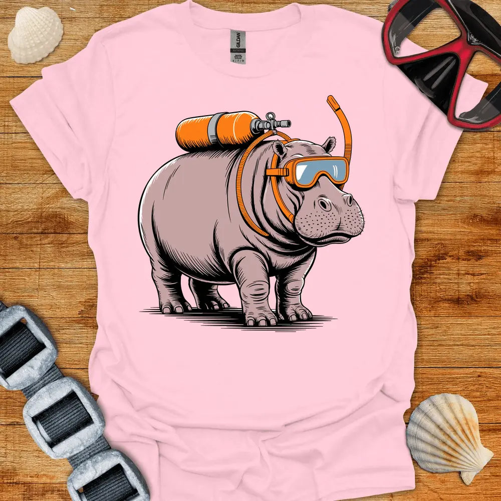 T-Shirt Light Pink / S Hippo Diver T Shirt