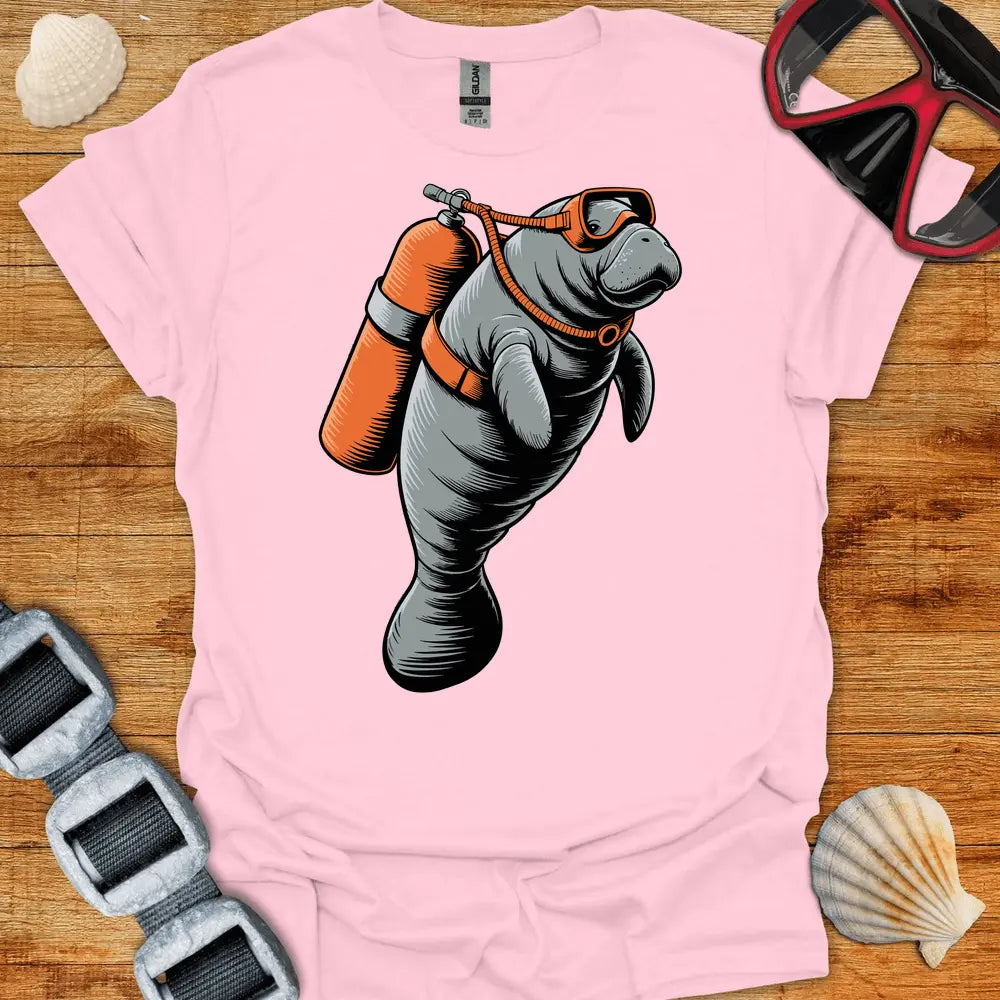 T-Shirt Light Pink / S Manatee Diver T-Shirt