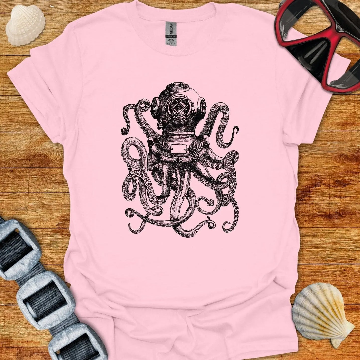T-Shirt Light Pink / S Octopus Diver