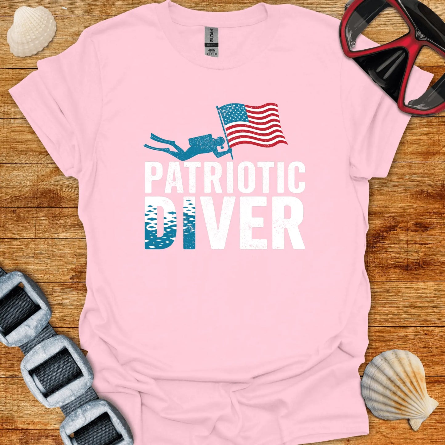 T-Shirt Light Pink / S Patriotic Diver T-Shirt