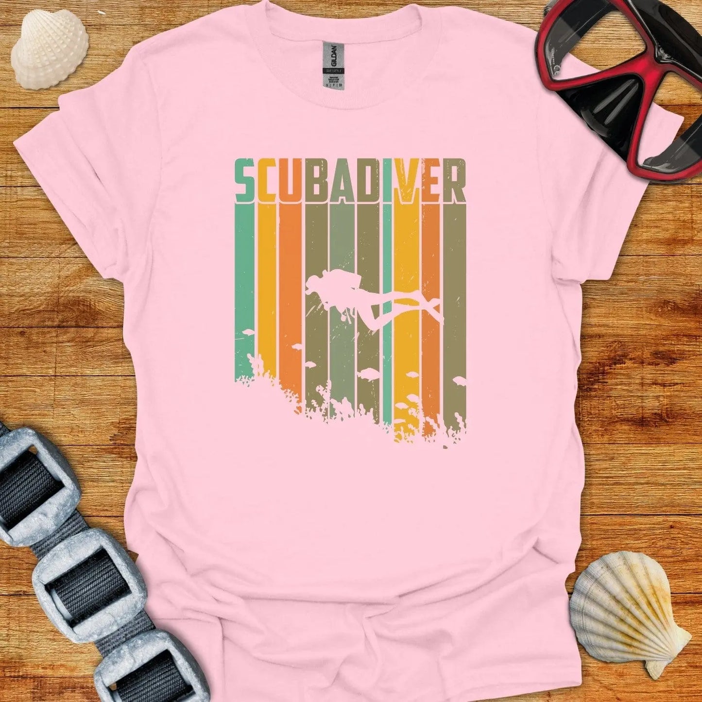 T-Shirt Light Pink / S Scuba Diver Stripes