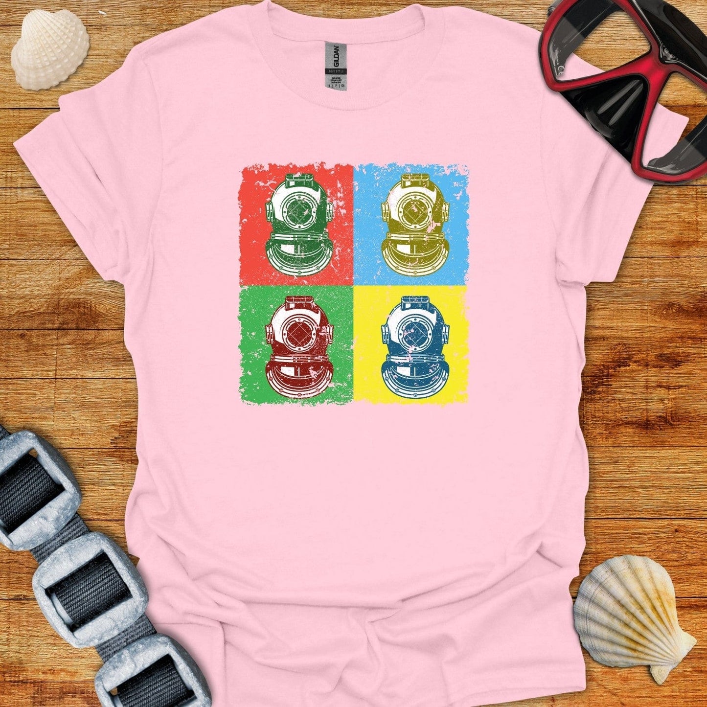 T-Shirt Light Pink / S Vintage Dive Helmets