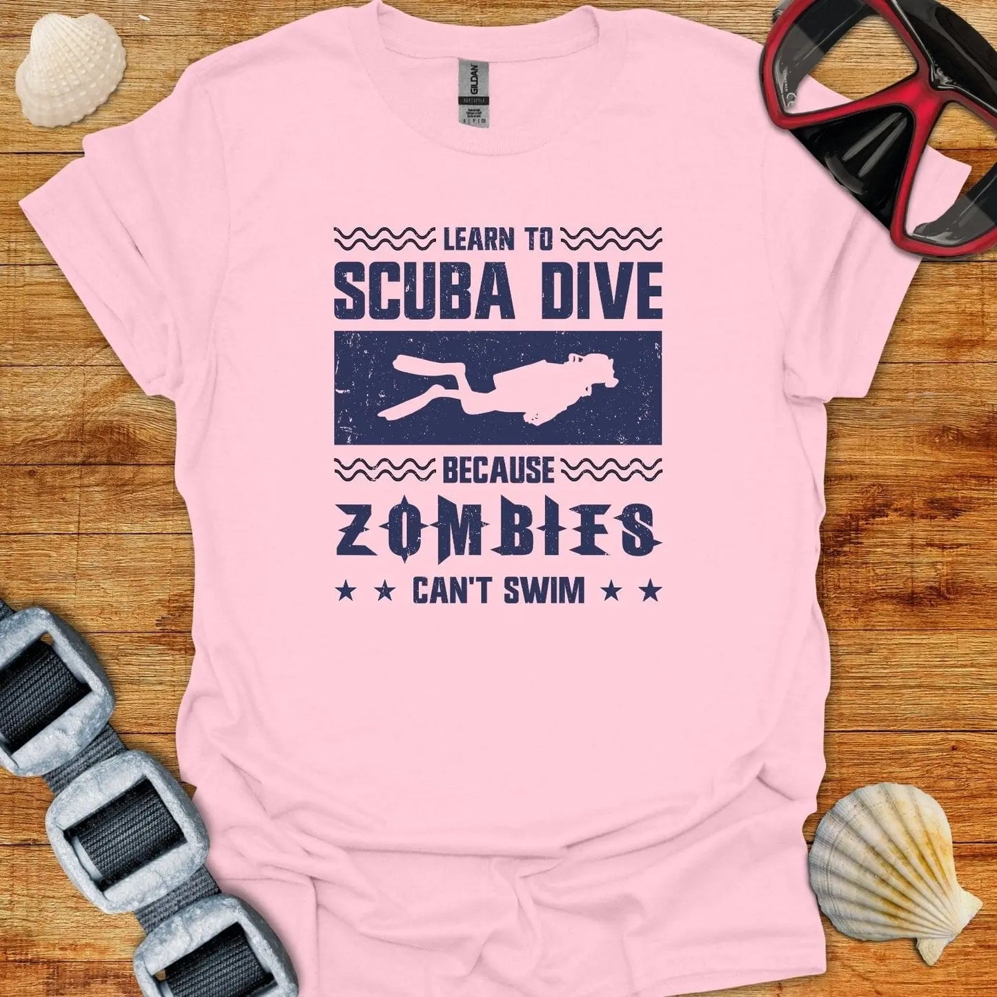 T-Shirt Light Pink / S Zombies Can't Swim