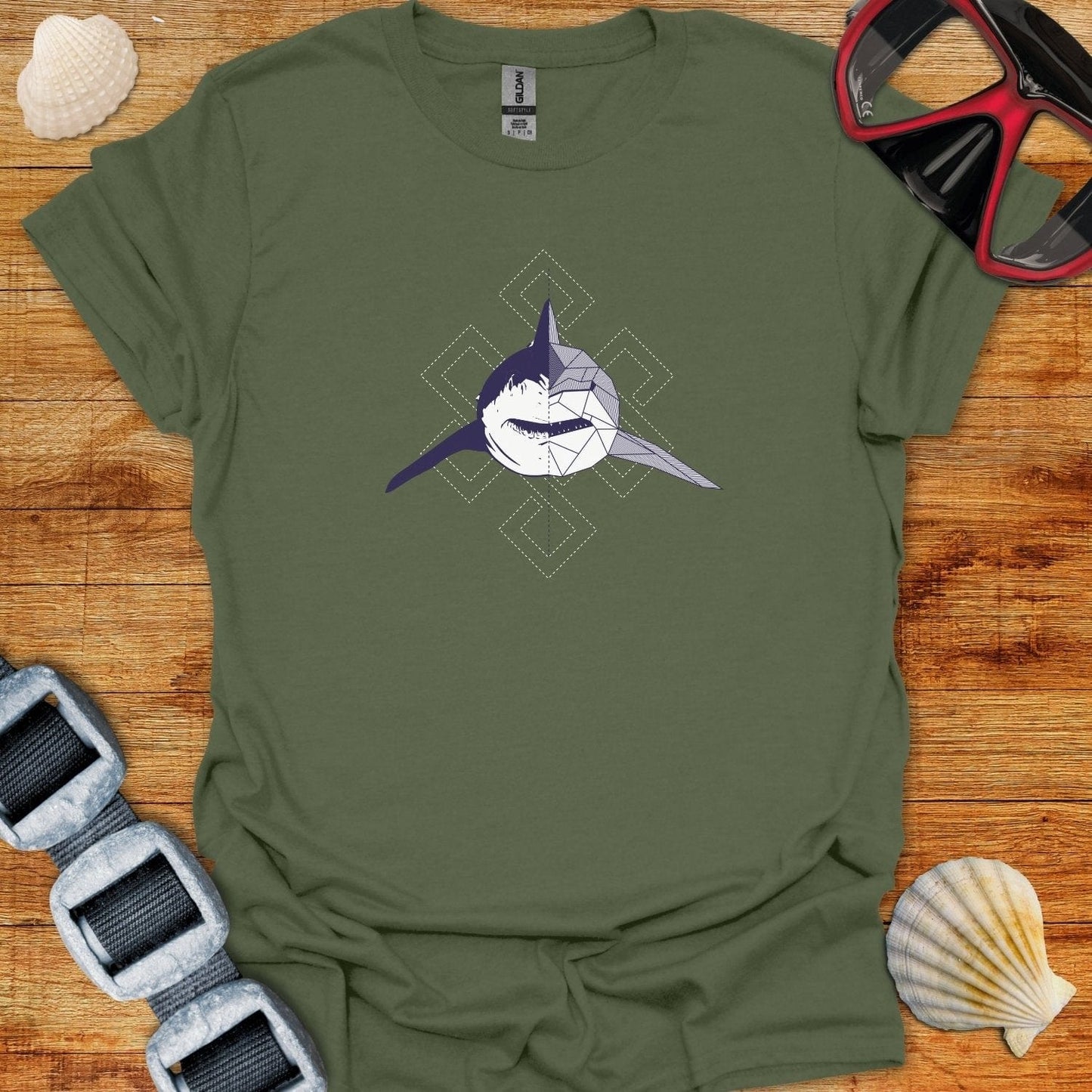 T-Shirt Military Green / S Abstract Shark T-Shirt