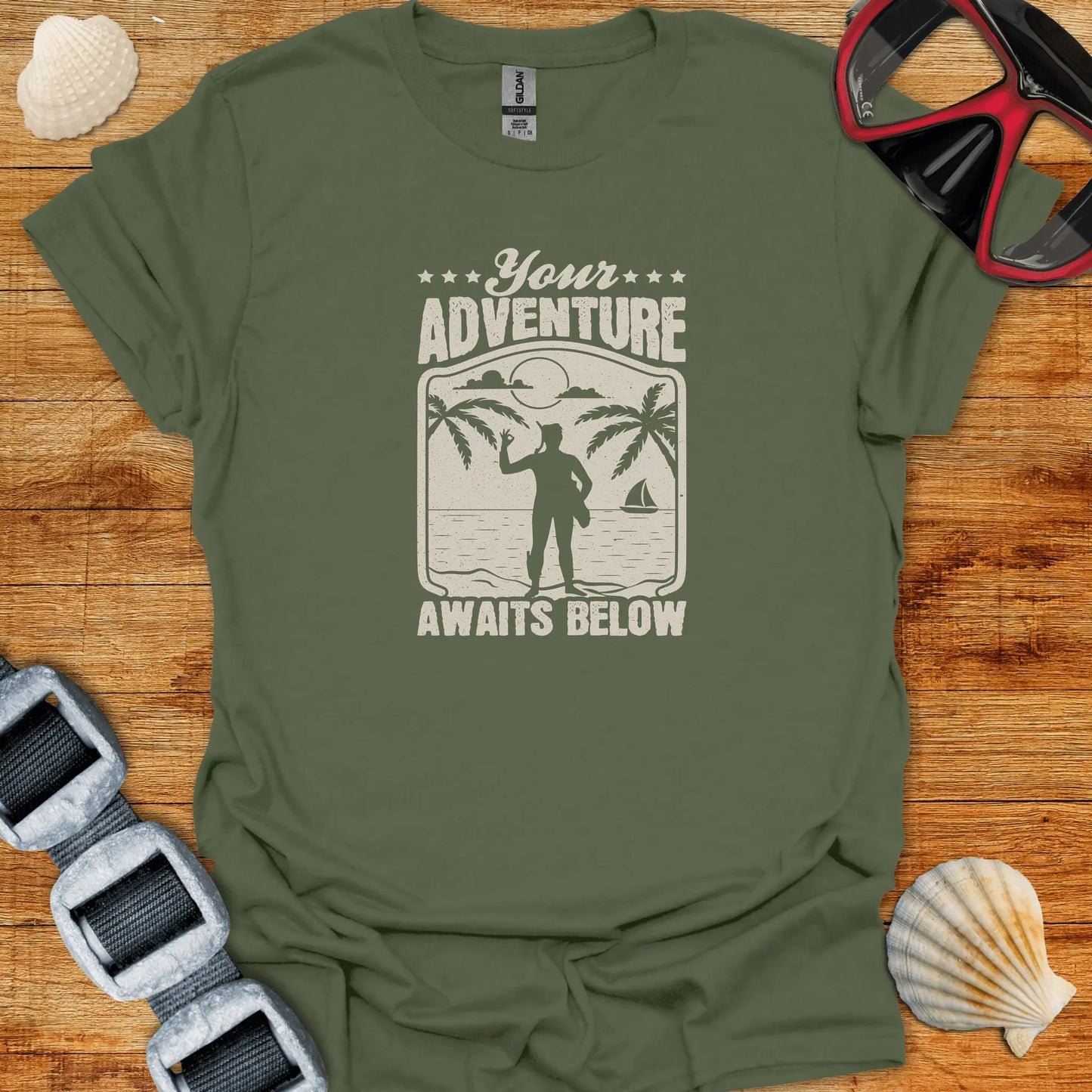 T-Shirt Military Green / S Awaits Below T-Shirt