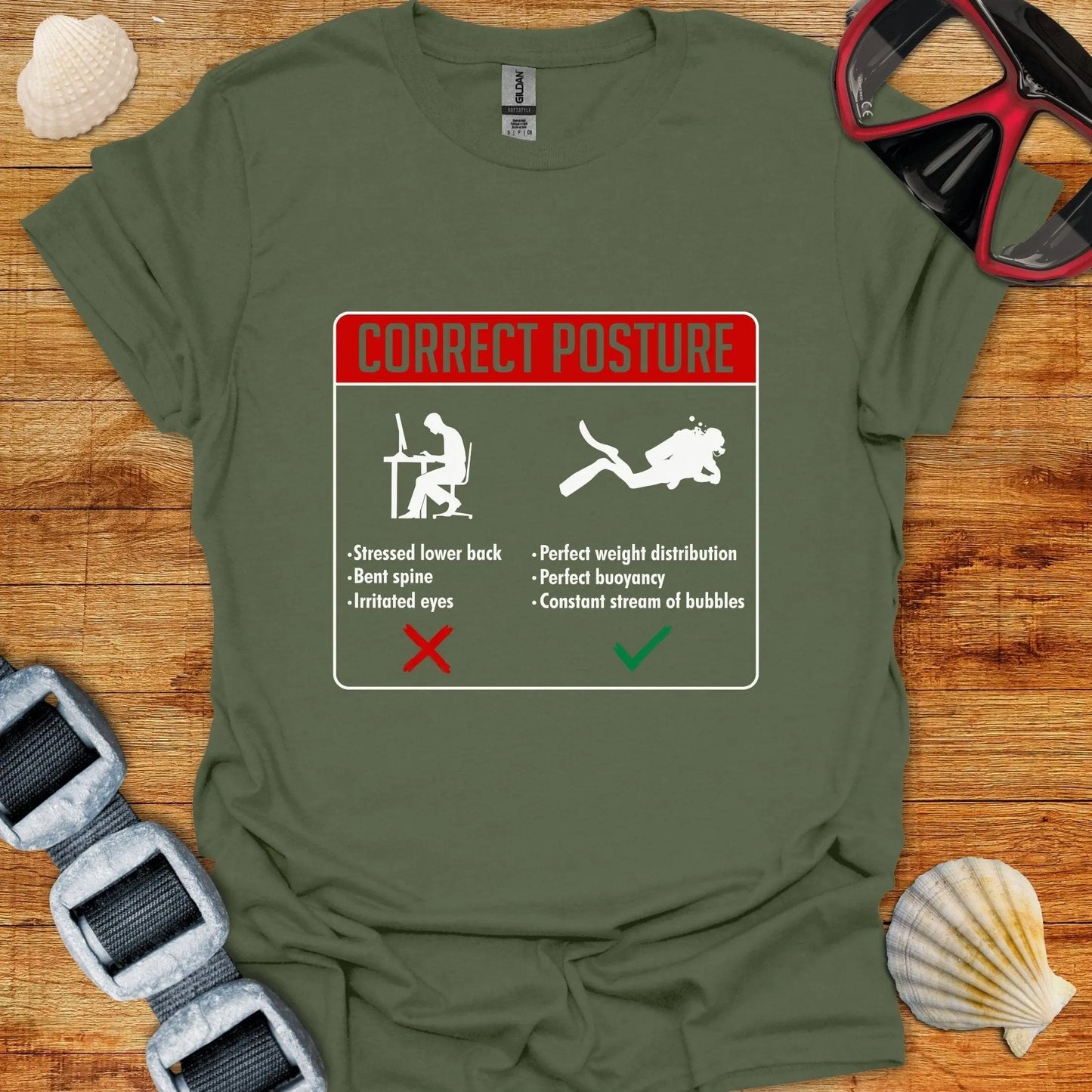 T-Shirt Military Green / S Correct Posture T-Shirt
