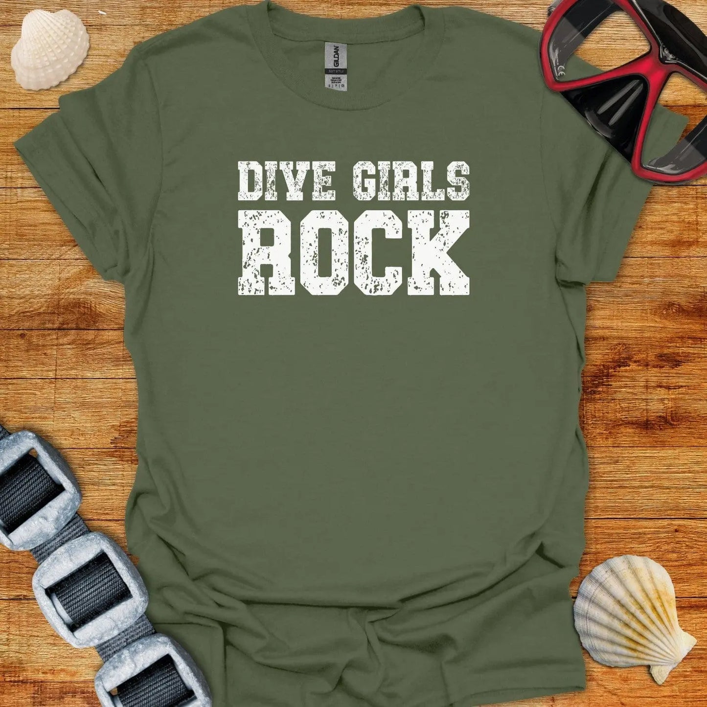 T-Shirt Military Green / S Dive Girls Rock