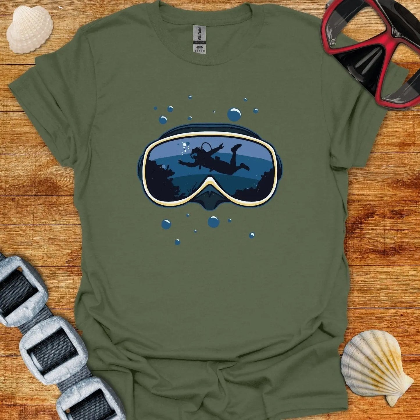 T-Shirt Military Green / S Dive Mask T-Shirt