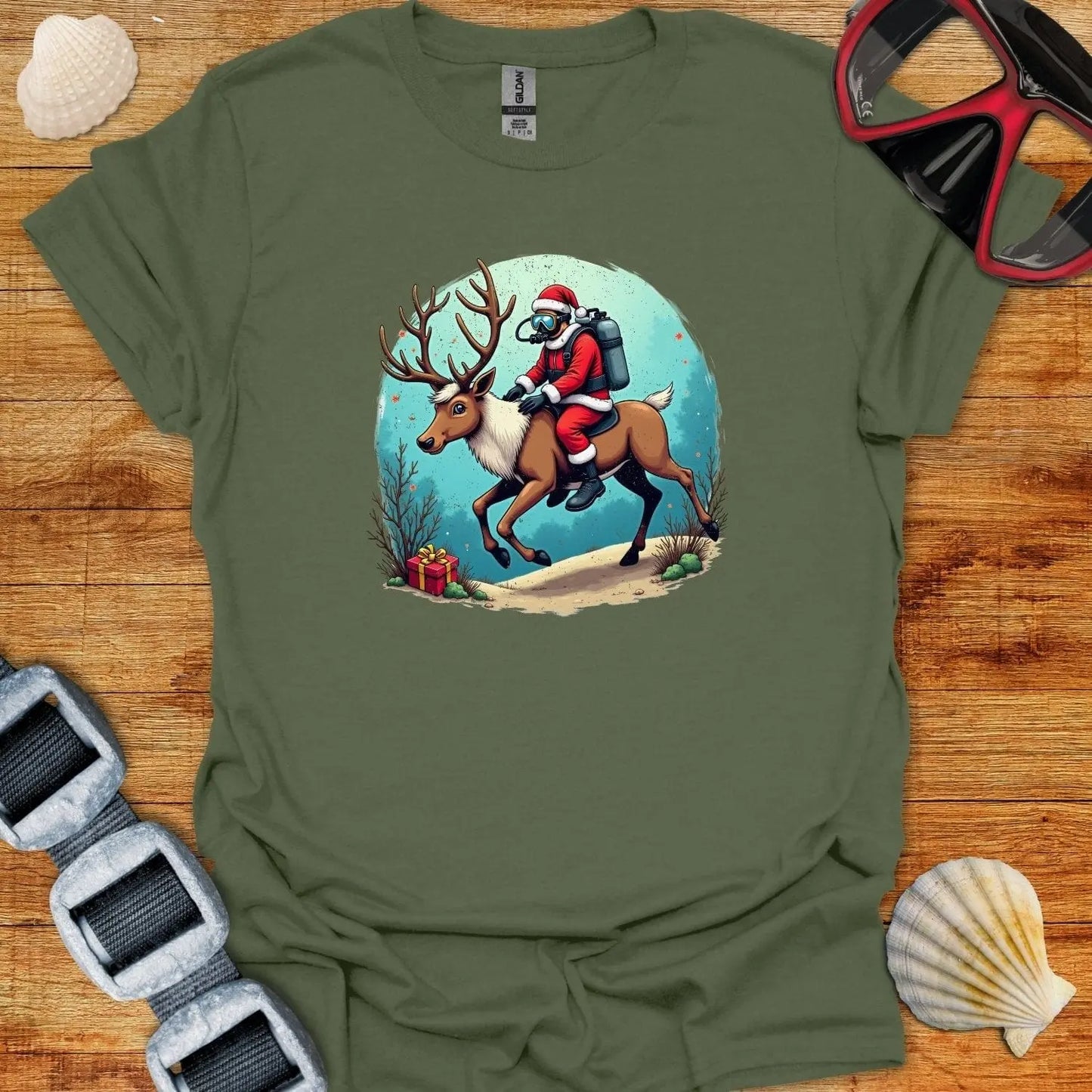 T-Shirt Military Green / S Dive Reindeer T-Shirt