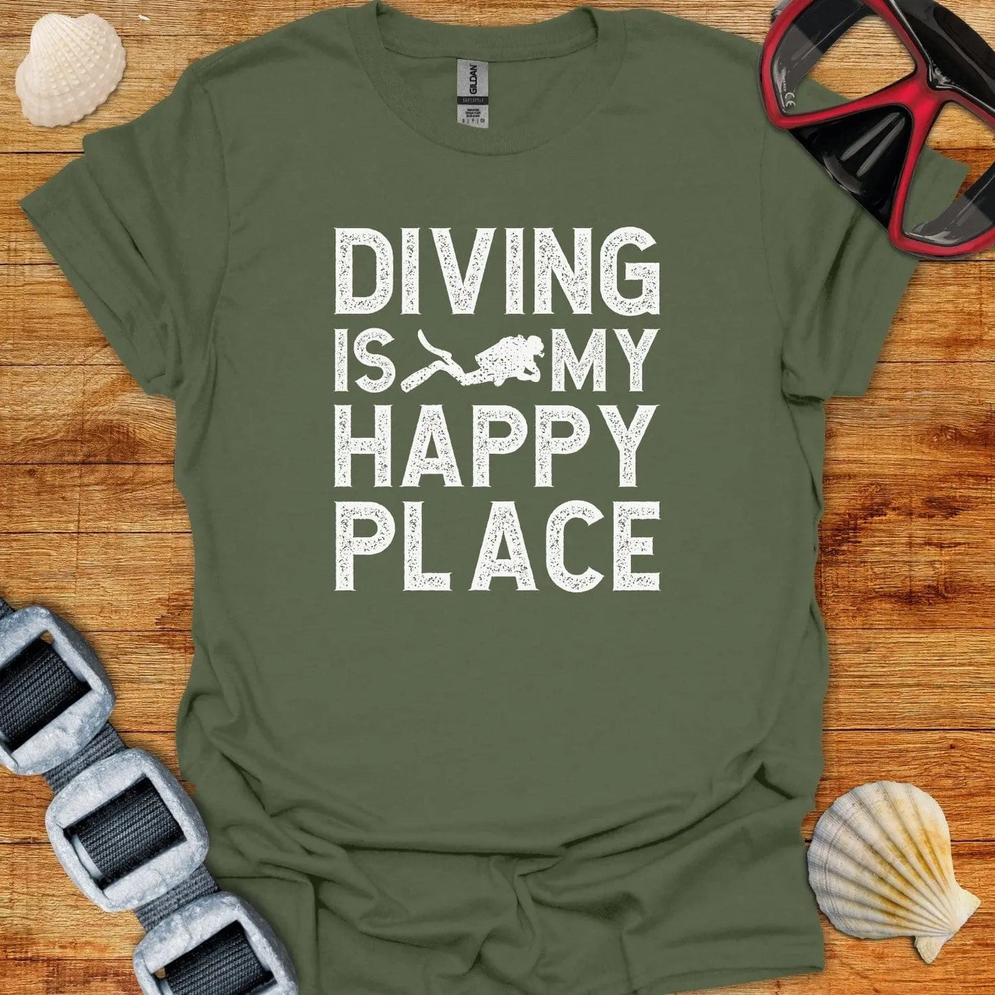 T-Shirt Military Green / S Diving Is My Happy Place