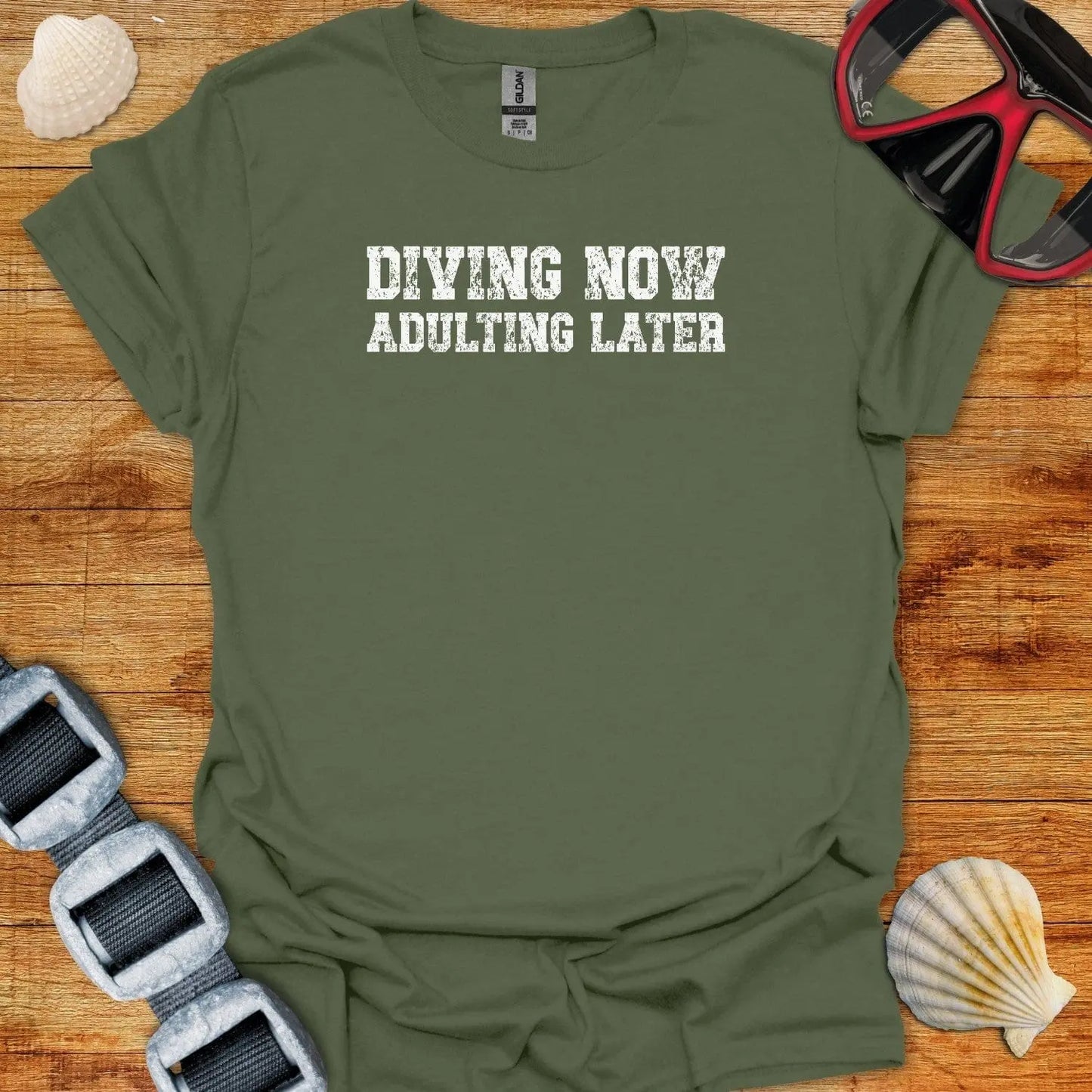 T-Shirt Military Green / S Diving Now Adulting Later