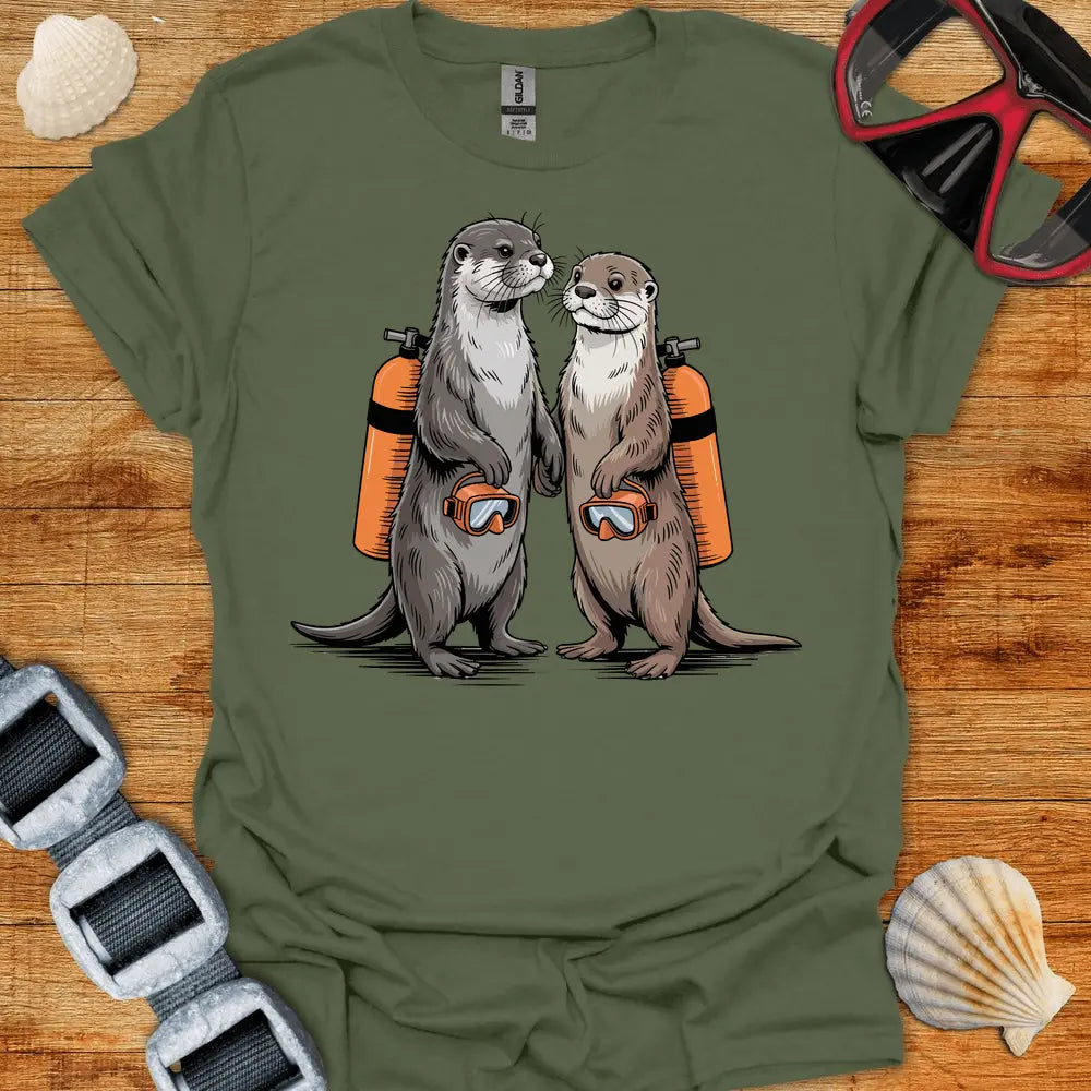 T-Shirt Military Green / S Diving Otters T-Shirt