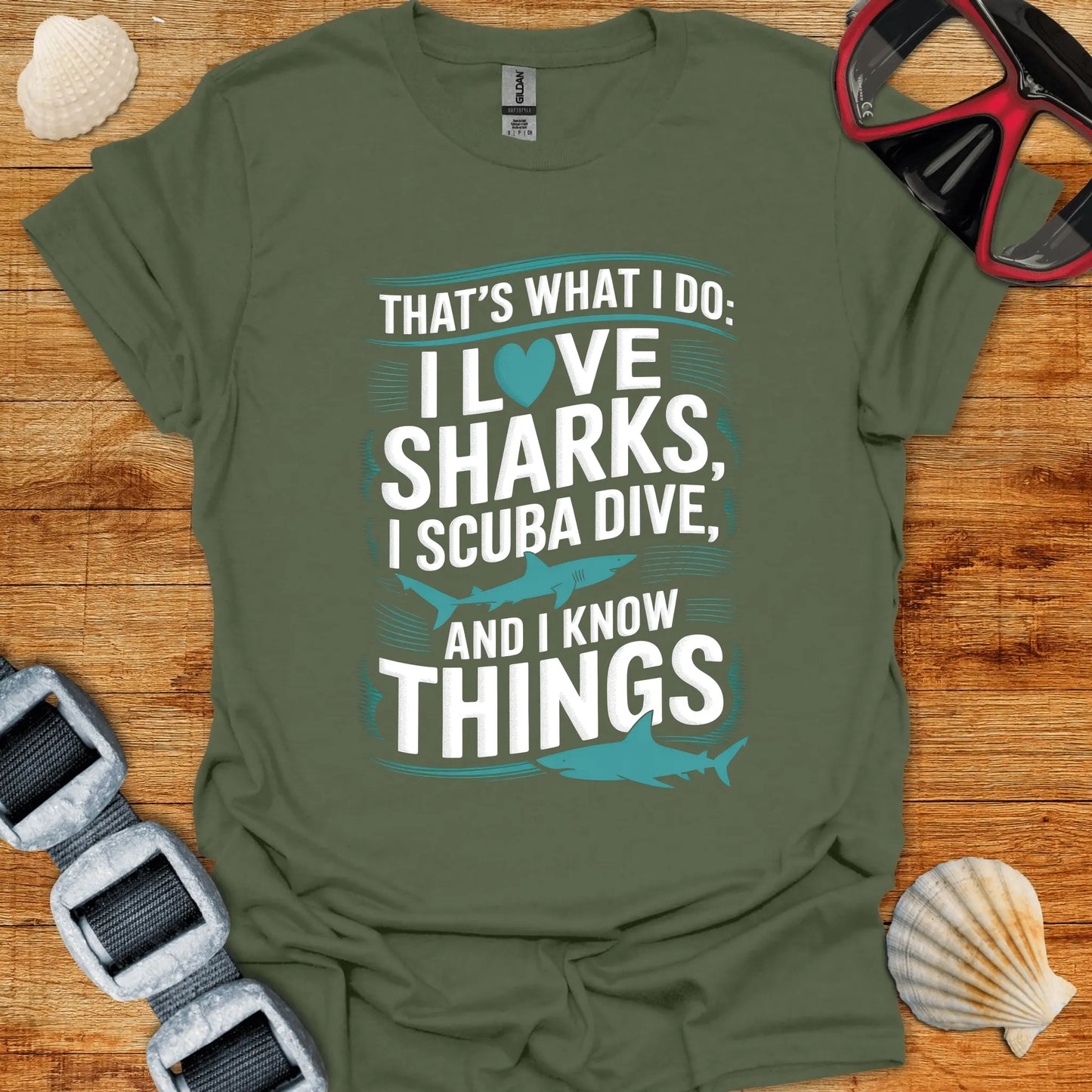 T-Shirt Military Green / S Do Sharks & Dive T-Shirt