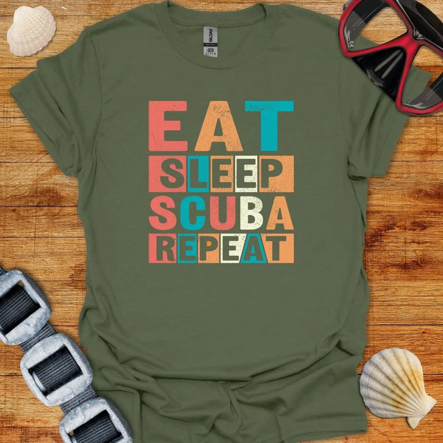 T-Shirt Military Green / S Eat Sleep Dive Repeat