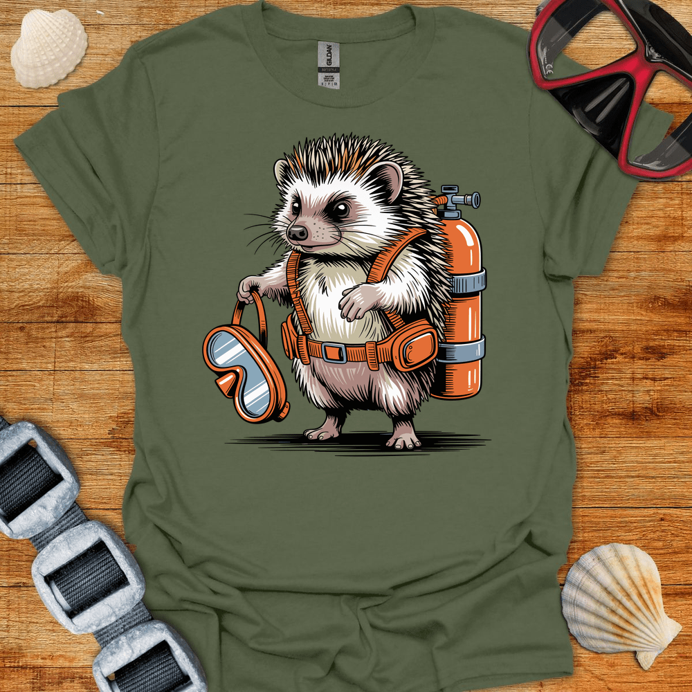 T-Shirt Military Green / S Hedgehog Diver T-Shirt