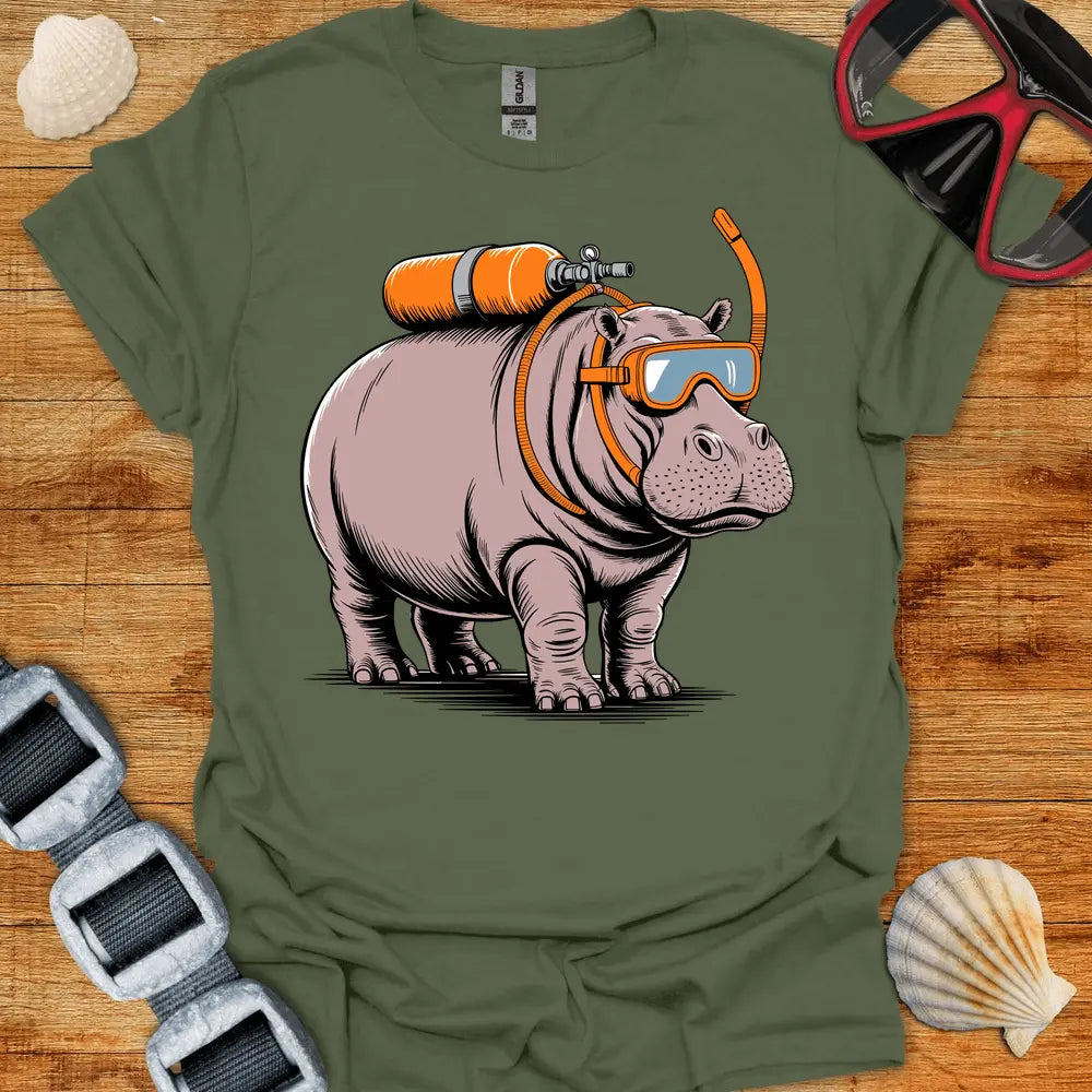 T-Shirt Military Green / S Hippo Diver T-Shirt