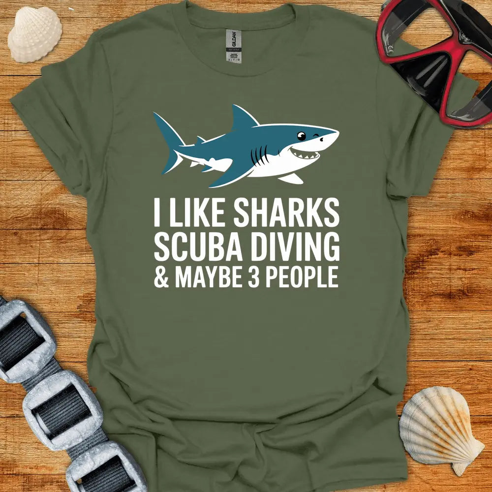 T-Shirt Military Green / S I Like Sharks T-Shirt