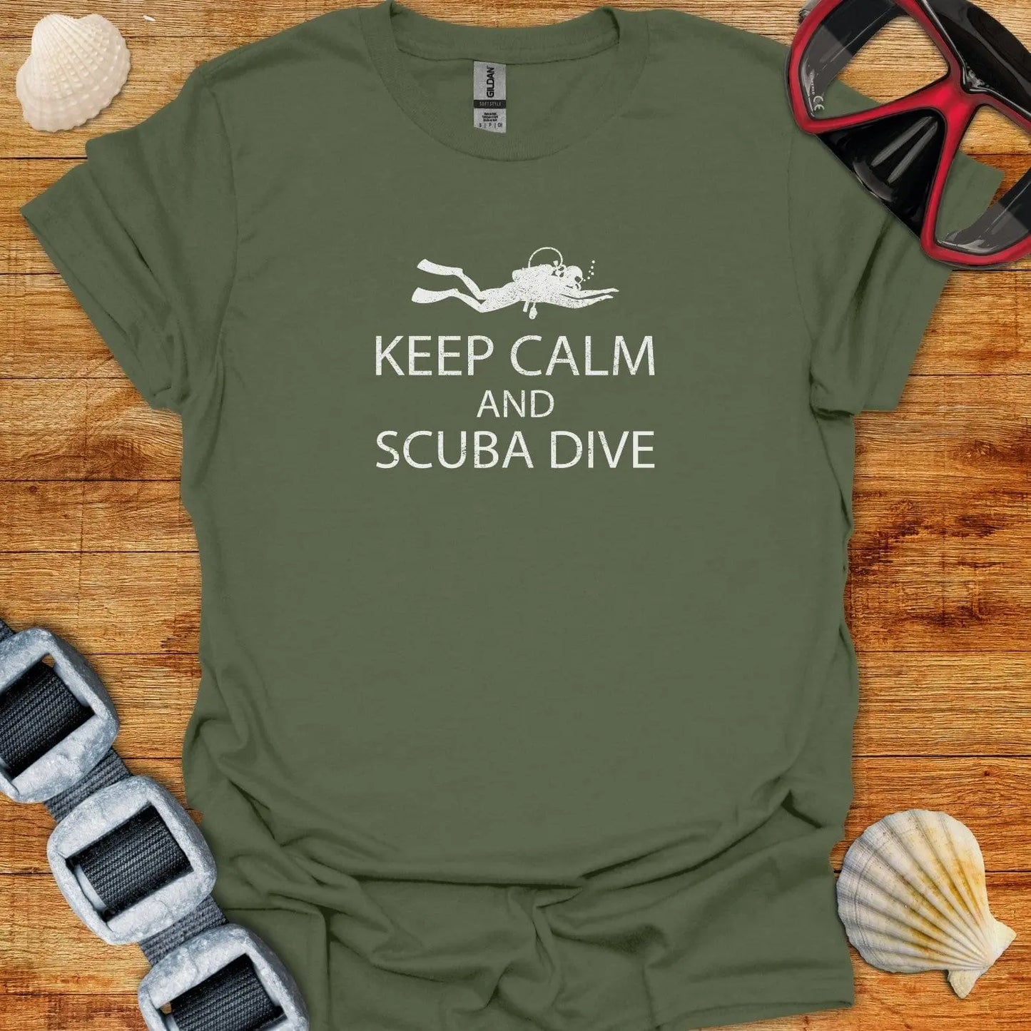 T-Shirt Military Green / S Keep Calm And Scuba