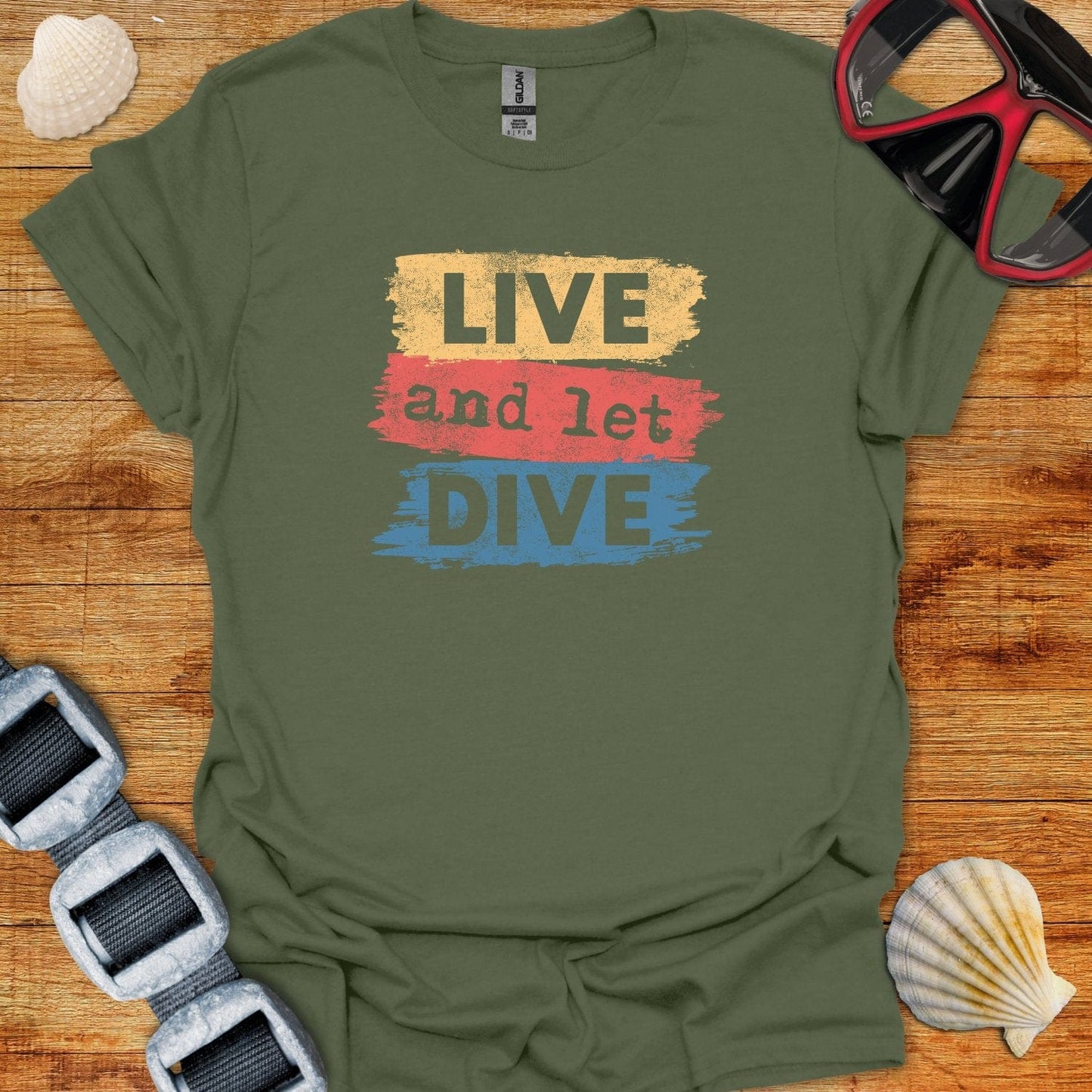 T-Shirt Military Green / S Live & Let Dive