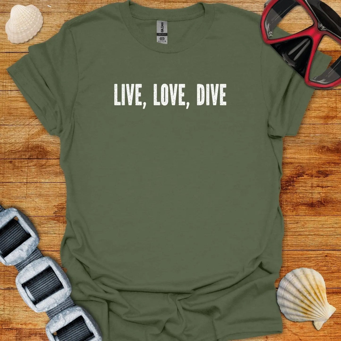 T-Shirt Military Green / S Live Love Dive