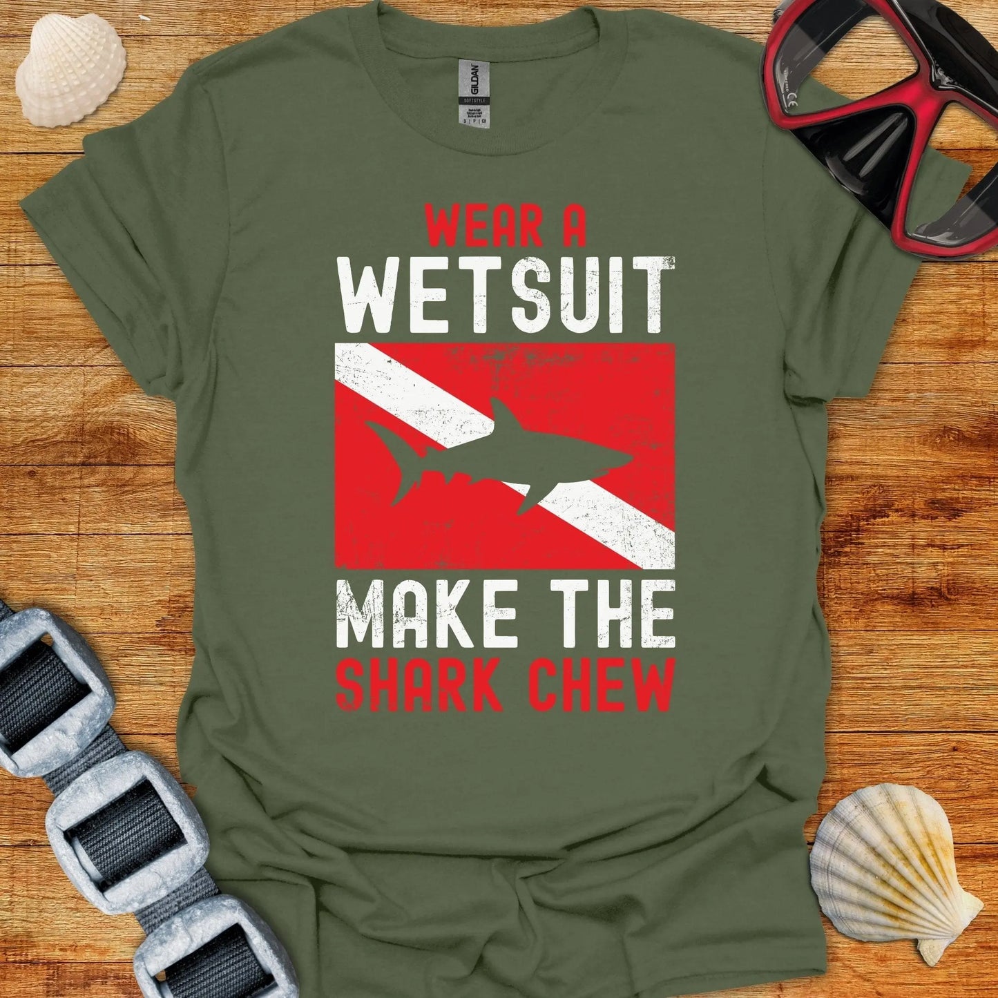 T-Shirt Military Green / S Make The Shark Chew T-Shirt