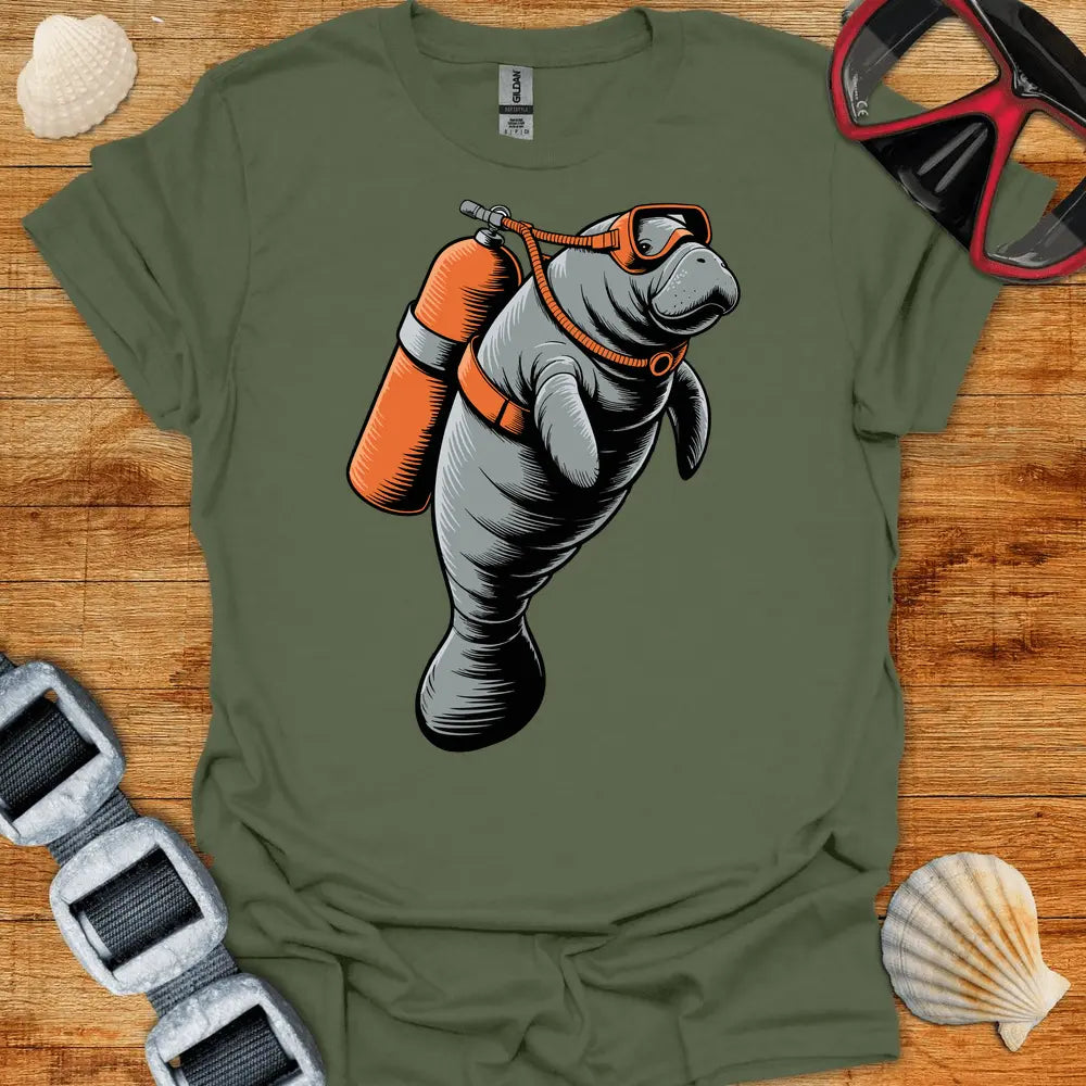 T-Shirt Military Green / S Manatee Diver T-Shirt