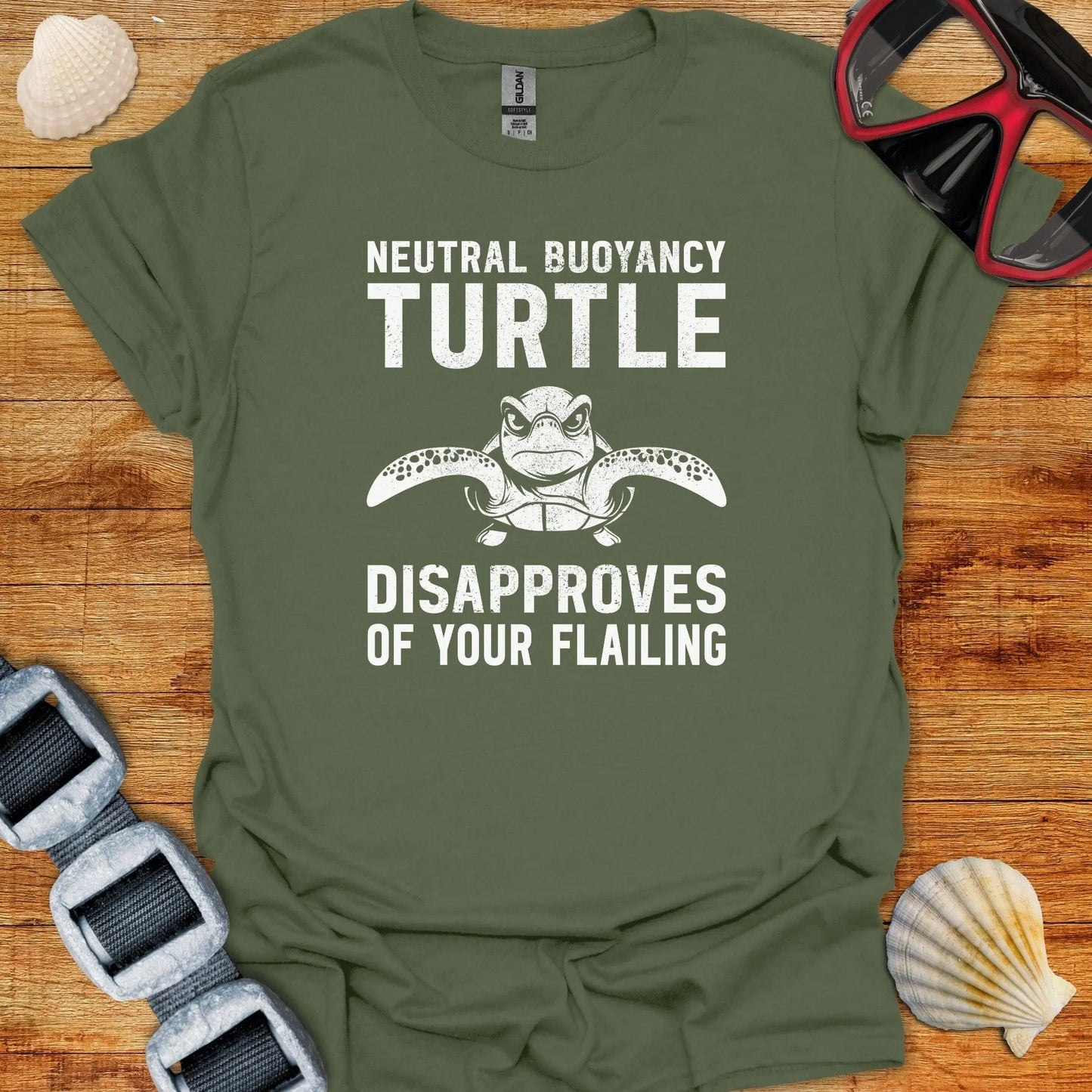 T-Shirt Military Green / S Neutral Buoyancy Turtle T-Shirt