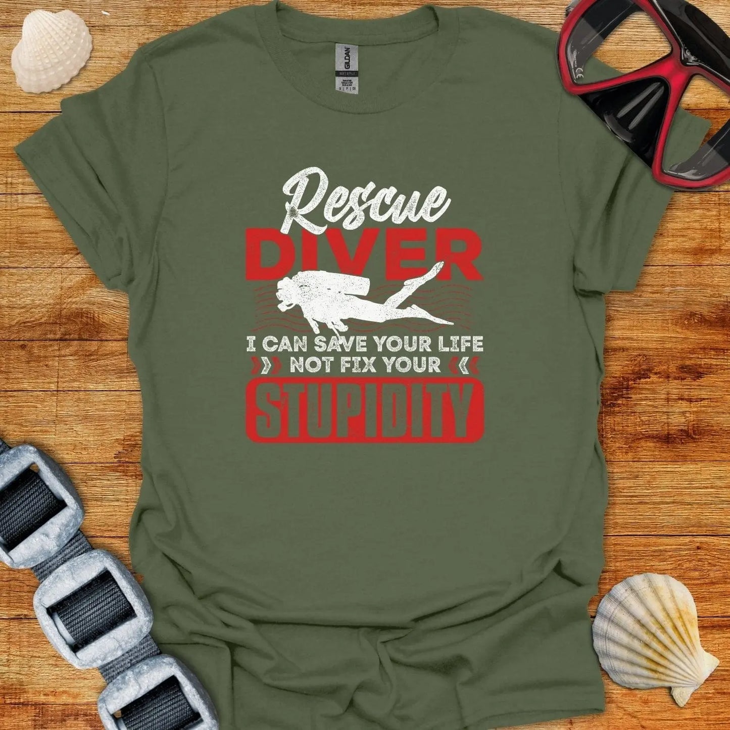 T-Shirt Military Green / S Rescue Diver