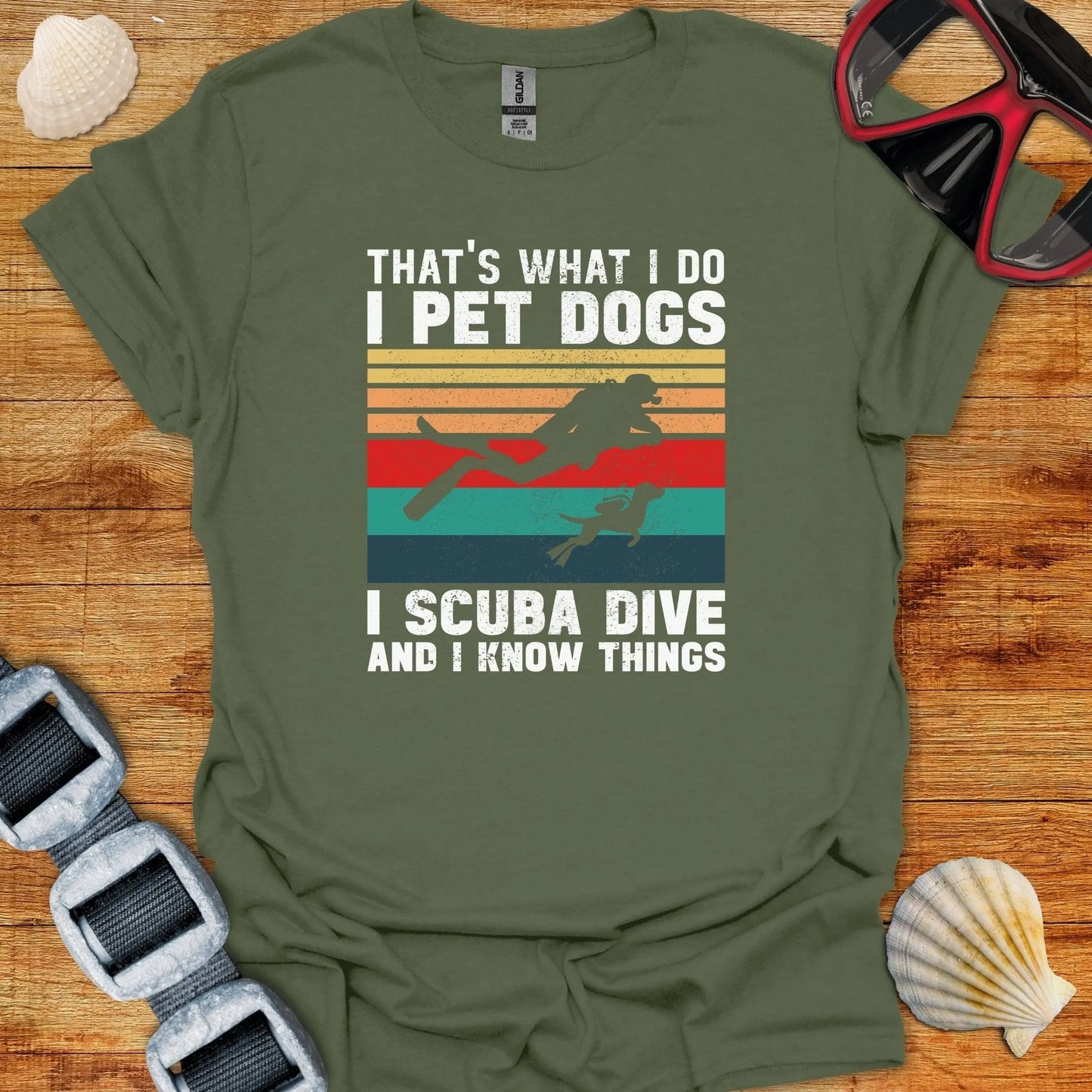 T-Shirt Military Green / S Scuba and Dogs T-Shirt