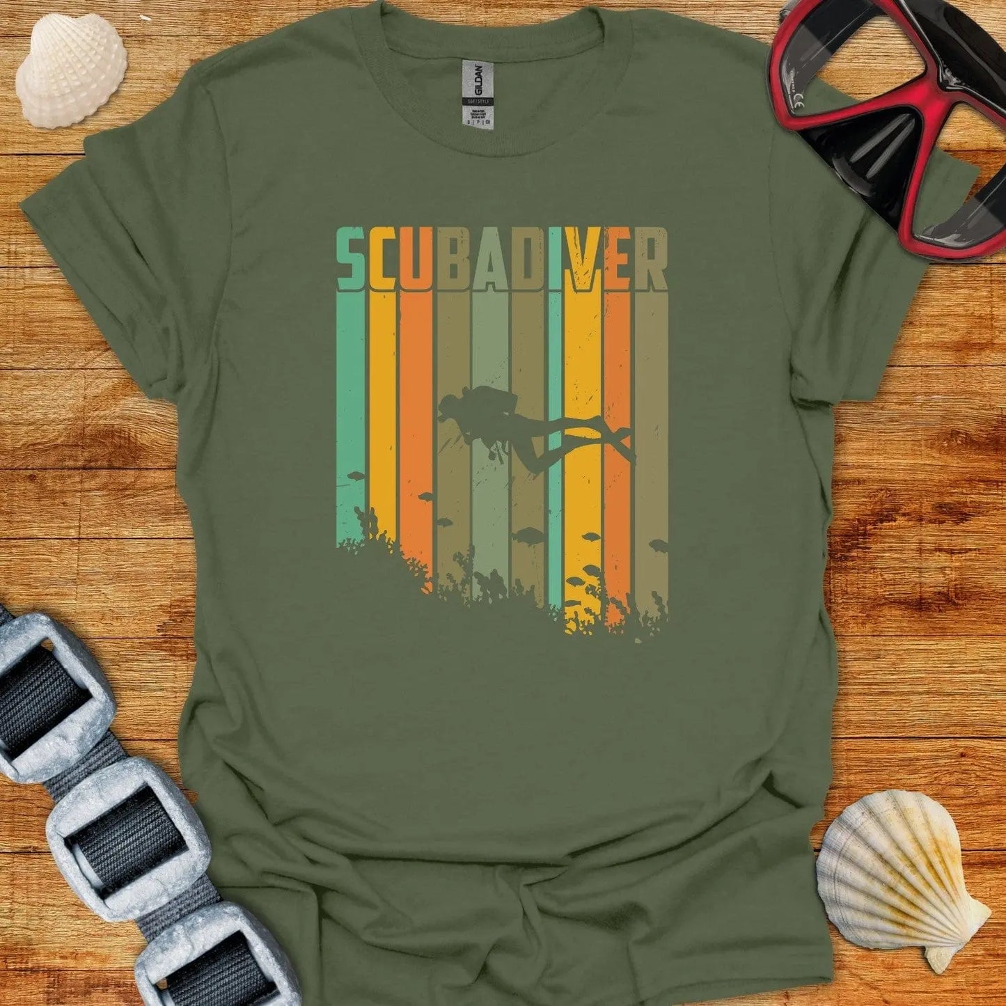 T-Shirt Military Green / S Scuba Diver Stripes