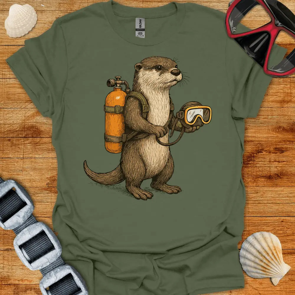 T-Shirt Military Green / S Scuba Otter T-Shirt