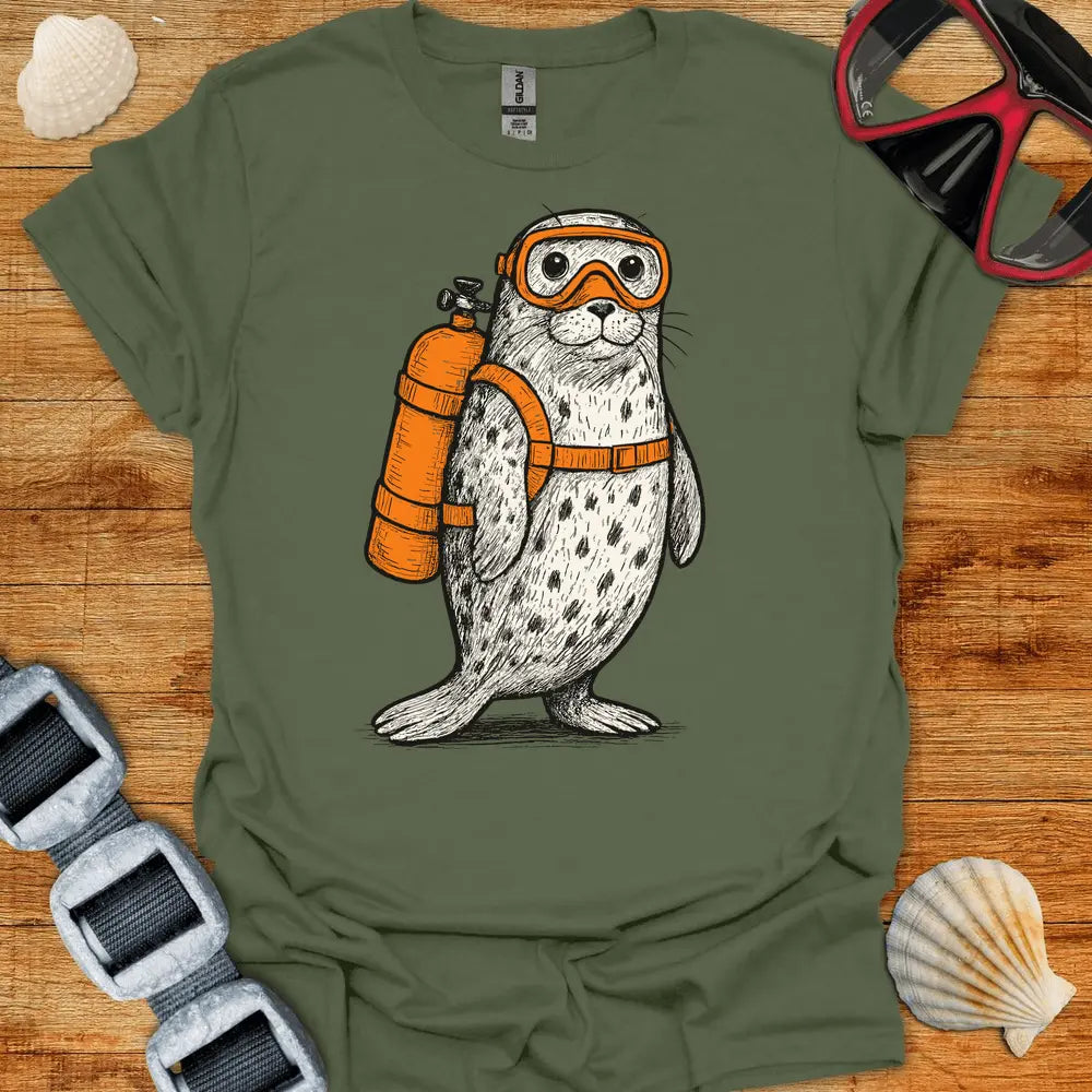 T-Shirt Military Green / S Scuba Seal T-Shirt