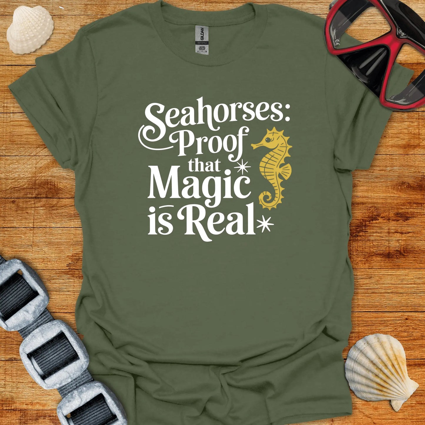 T-Shirt Military Green / S Seahorses Magic T-Shirt
