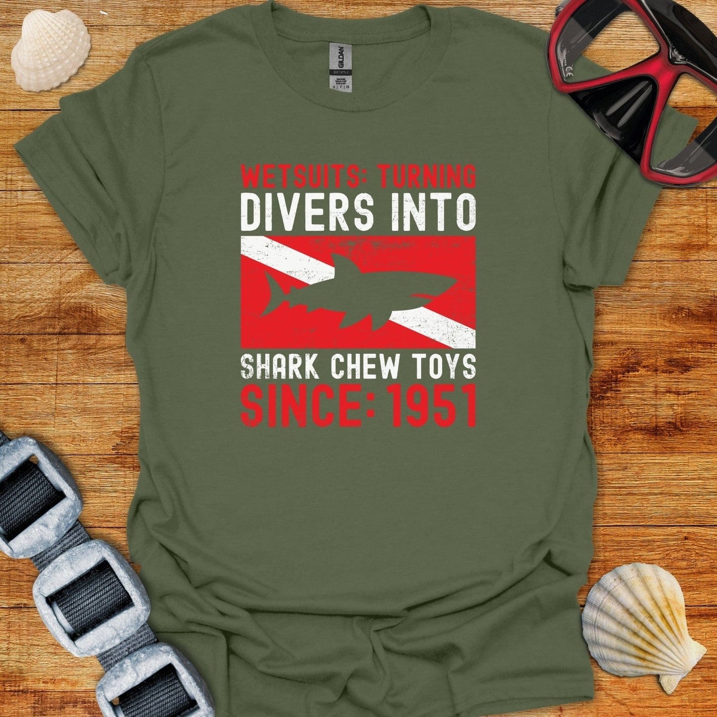 T-Shirt Military Green / S Shark Chew Toy
