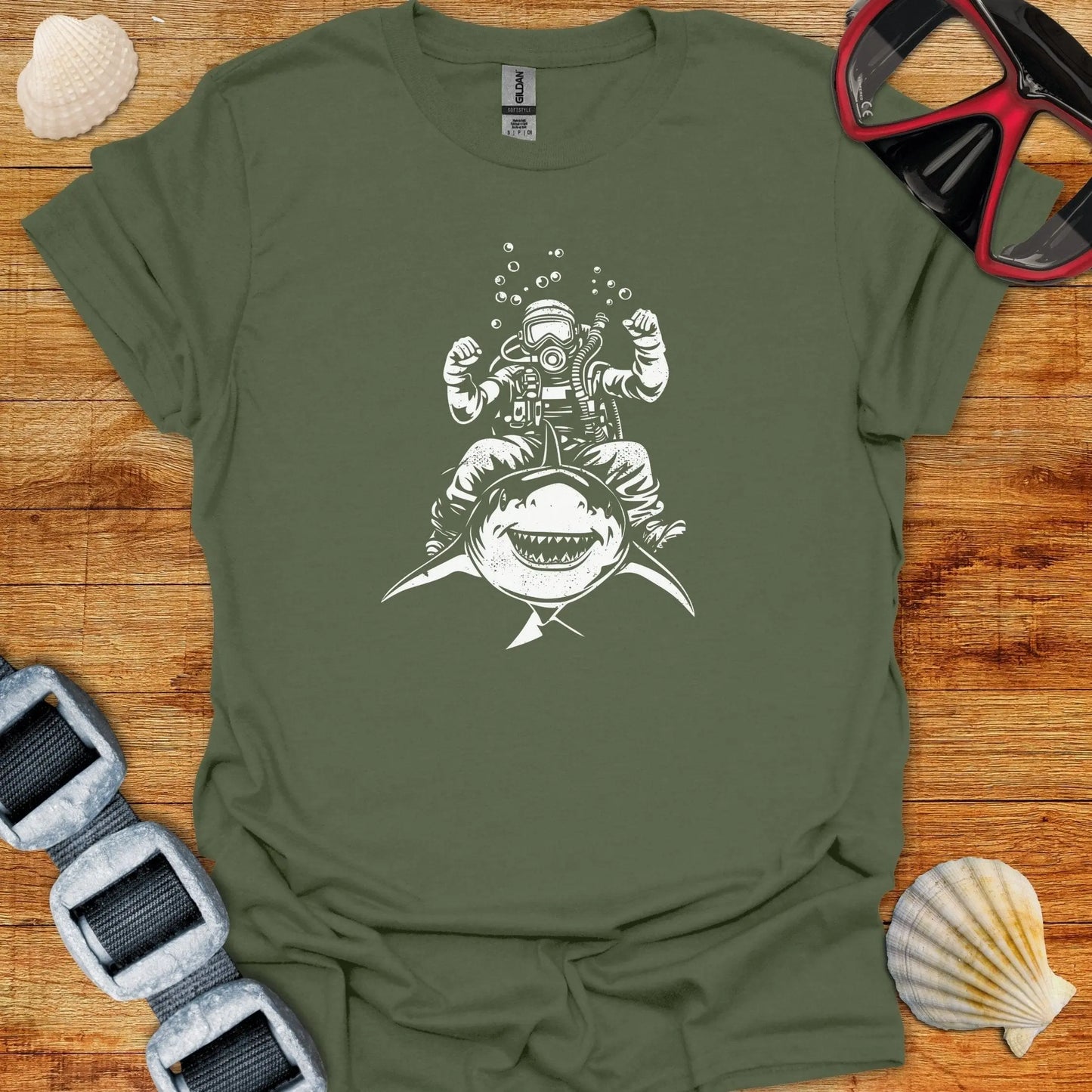 T-Shirt Military Green / S Shark Rider T-Shirt