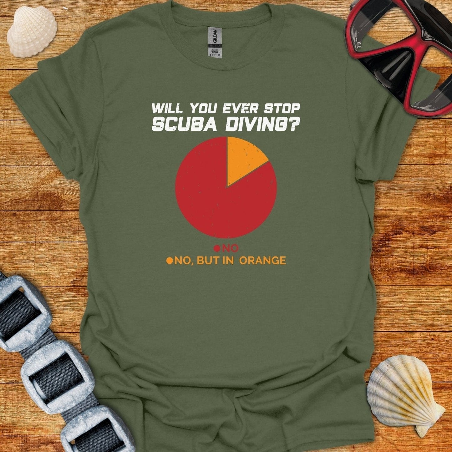 T-Shirt Military Green / S Stop Diving No